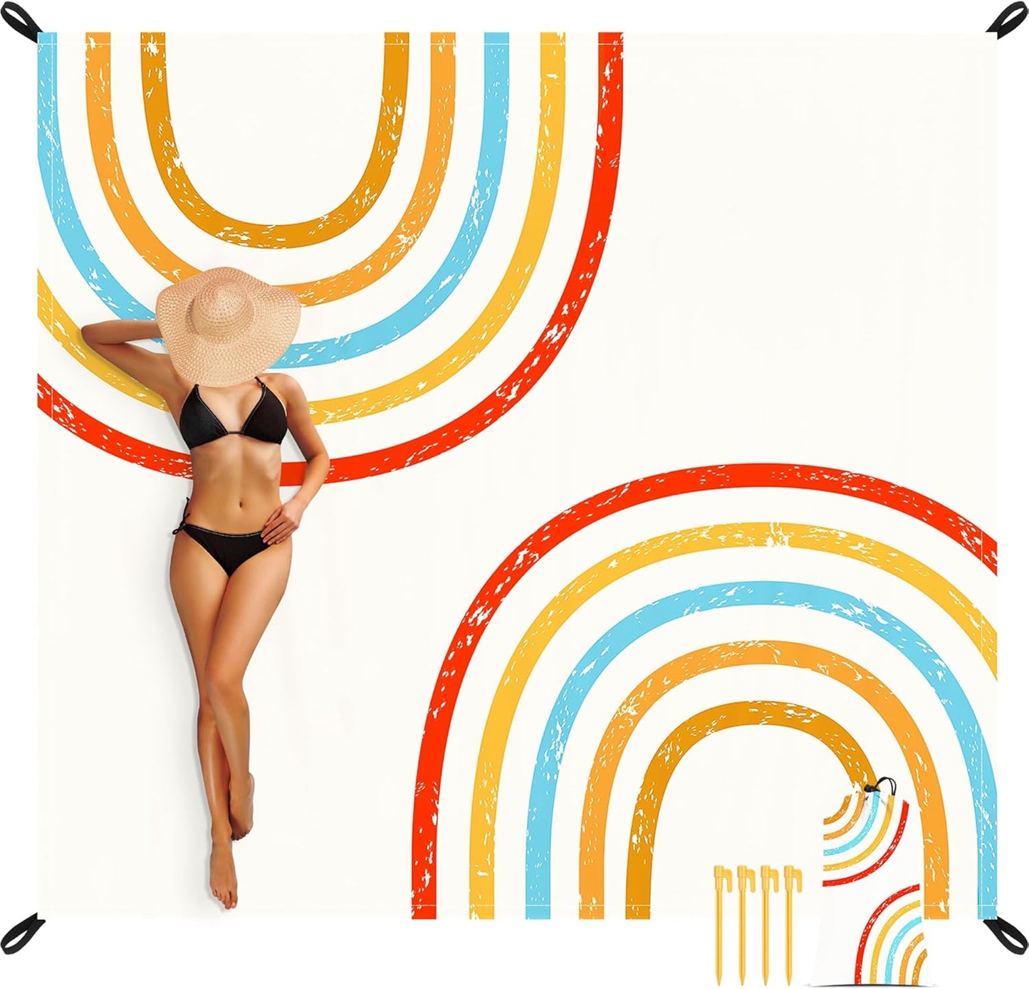 110''×118'' Beach Blanket, Waterproof Sandproof Beach Mat Lightweight Outdoor Picnic Blanket for Travel, Camping, Hiking