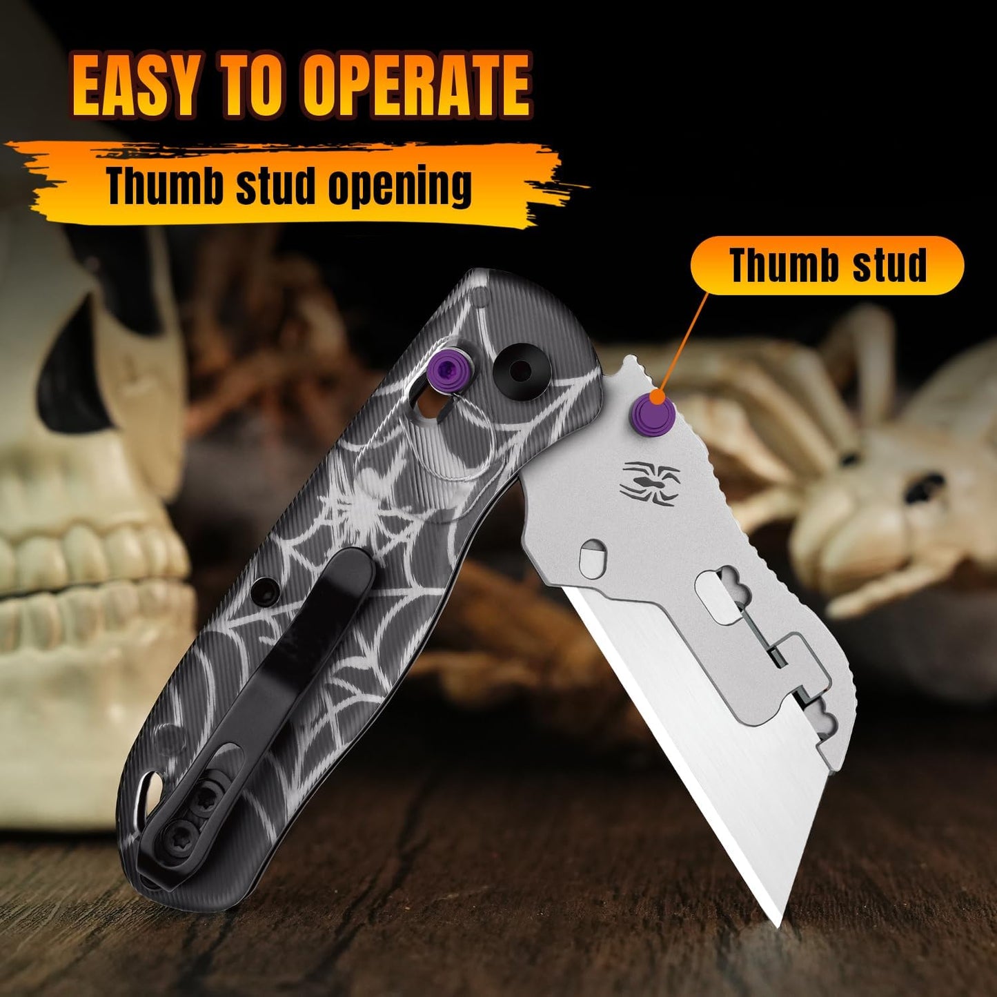 Kizer Uti Bear(Tool-Free Version) Folding Utility Knife, Quick Change Box Cutter EDC knife with 5PCS Razor Blades, Clutch Lock Small Pocket Knives for Men Women Gift V3619JHW2