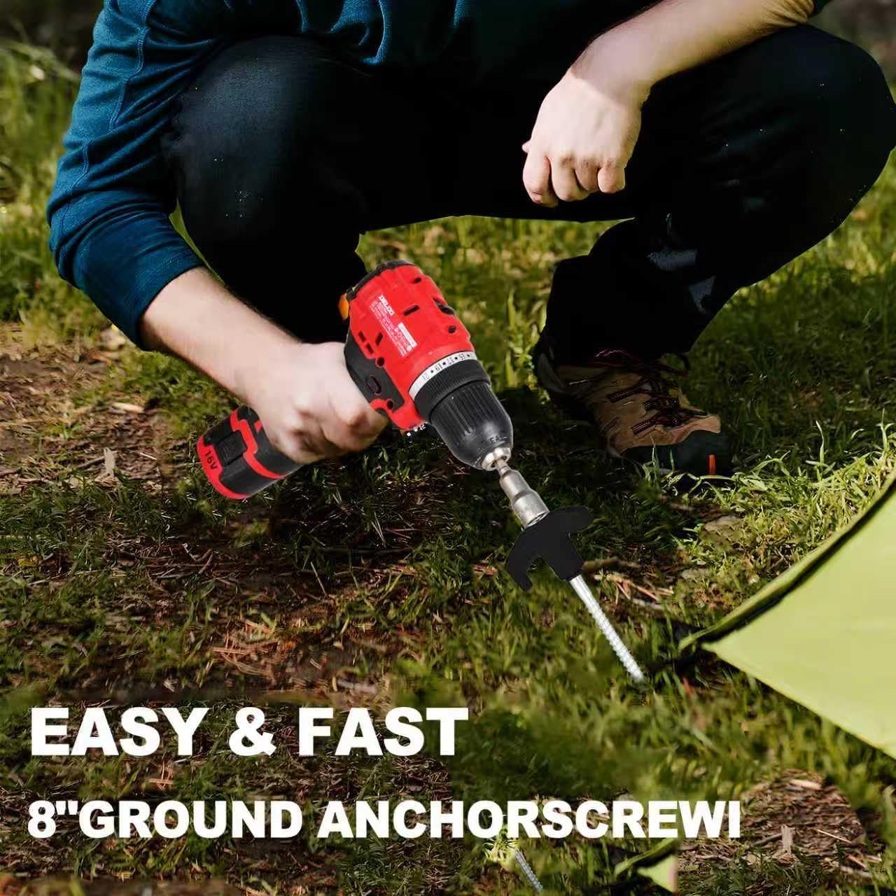 12 Pack Screw in Tent Stakes Heavy Duty,8 ’’ Ground Anchors Screw in,Metal Stakes with Hex Head Driver and Sturdy Storage Box. (12, Black)