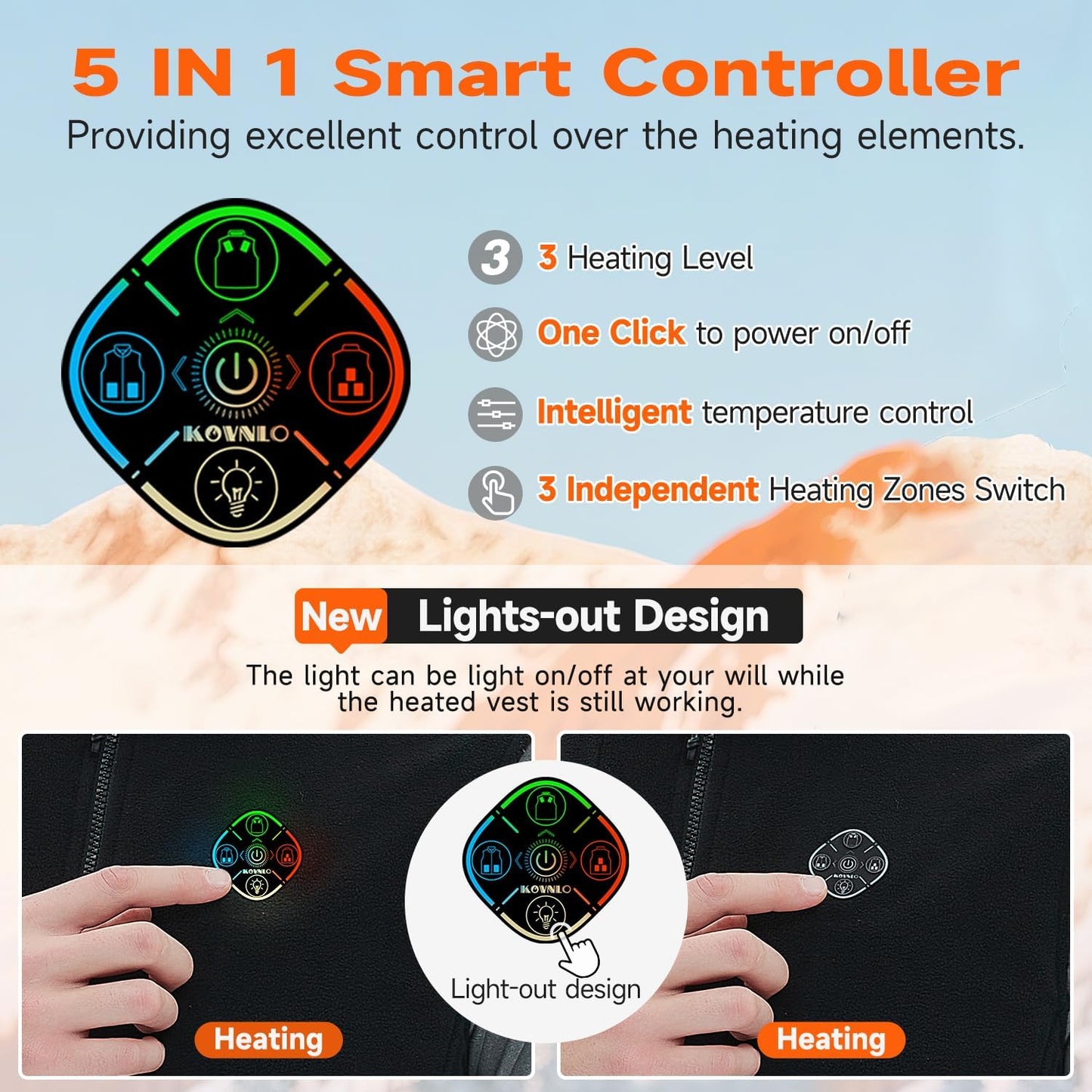 KOVNLO Heated Vest for Men with Battery Pack Included, Soft Fleece Smart Electric Lightweight Heated Jacket