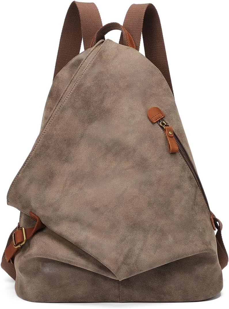 KL928 PU Leather Vintage Backpack – Large Casual Daypack Outdoor Travel Rucksack Hiking Backpacks for Men Women