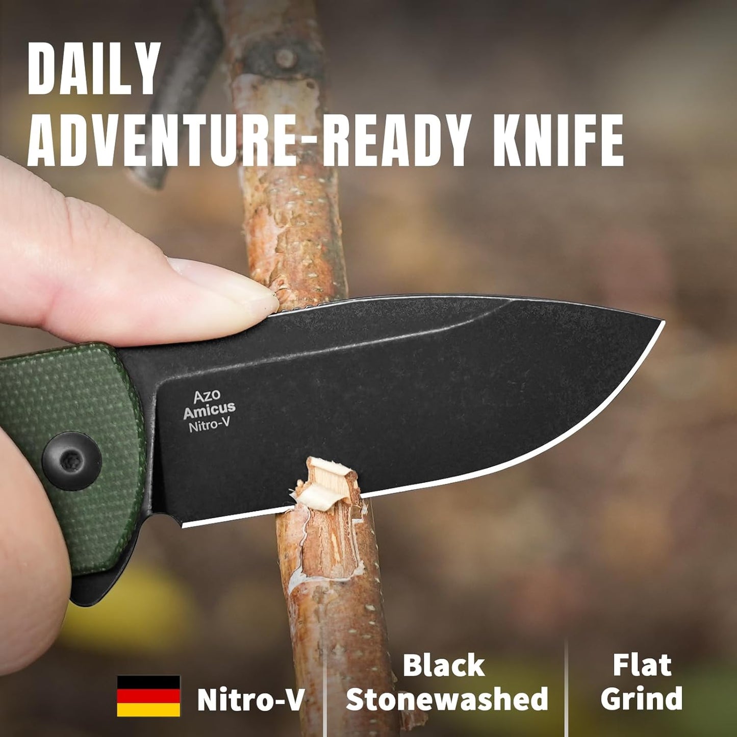 Kizer Amicus Pocket Knife, 2.95” Satin Nitro V Blade Small EDC Knife, Micarta Handle Pocket Folding Knife with Reversible Deep Carry Clip, Camping Hunting Pocket Knives for Men Women Gift L3002A5