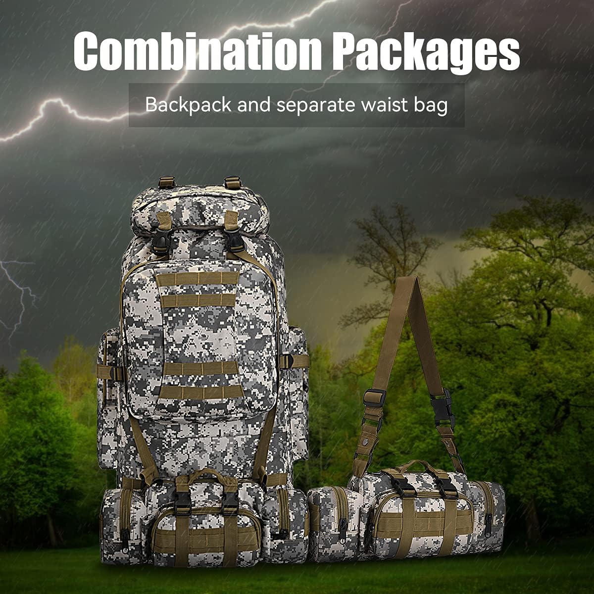 King'sGuard 100L Camping Hiking Backpack Molle Rucksack Military Camping Backpacking Daypack