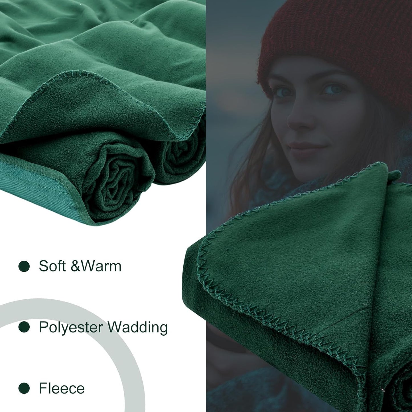 12 Pack Outdoor Camping Blankets Bulk Foldable Picnic Blanket with Fleece Lining 48 x 53 in Large Size for Stadium, Camping, Picnic, Beach, Sports, Outdoor Activities