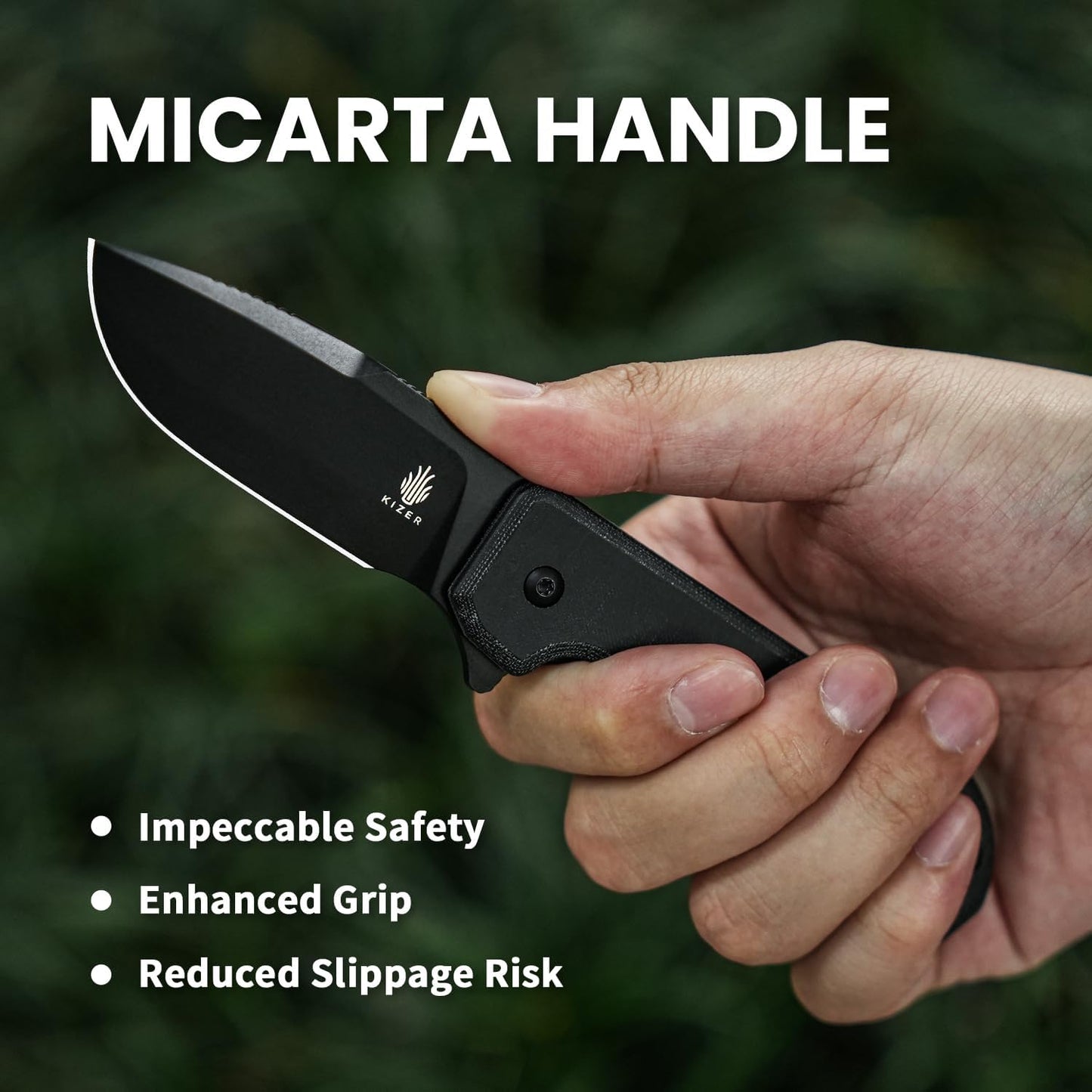 Kizer Nice Guy Pocket Folding Knife, 2.84" Nitro V Blade, Lightweight Sharp Camping and Hiking Knife, Comfort Micarta Handle, Liner Lock Flipper Knife V3011A3