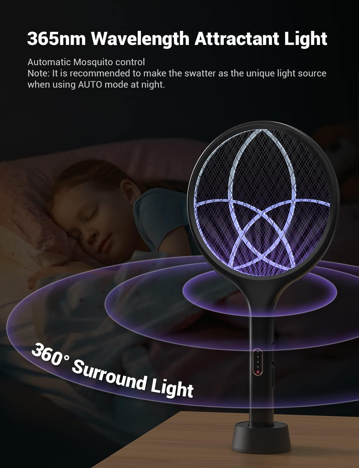 YISSVIC Electric Fly Swatter Bug Zapper Racket 4000V LED Screen Dual Modes Fly Zapper Rechargeable for Indoor Home Office Backyard Patio Camping (Black-2 Pack)