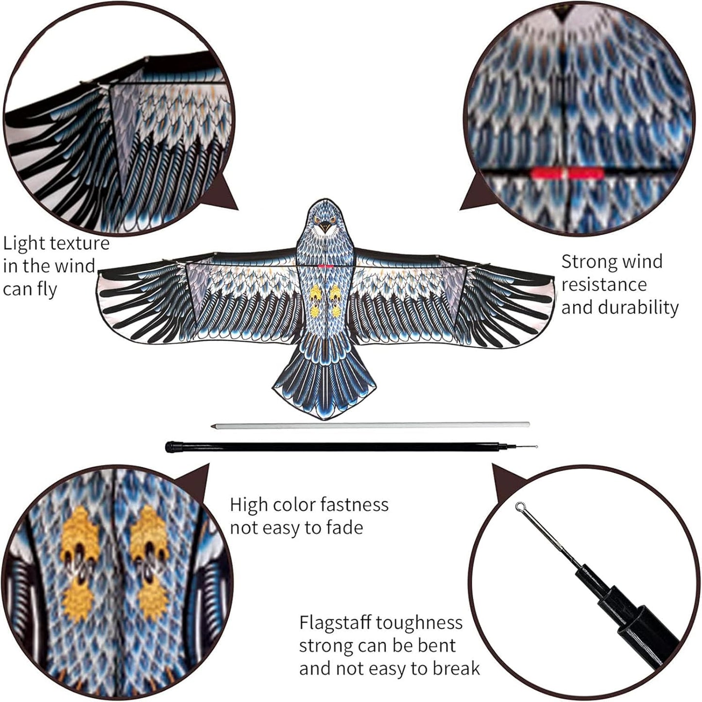 eyijklzo Bird Scarer Flying Kite Crops Farm Flying Bird Hawk Flying Kite