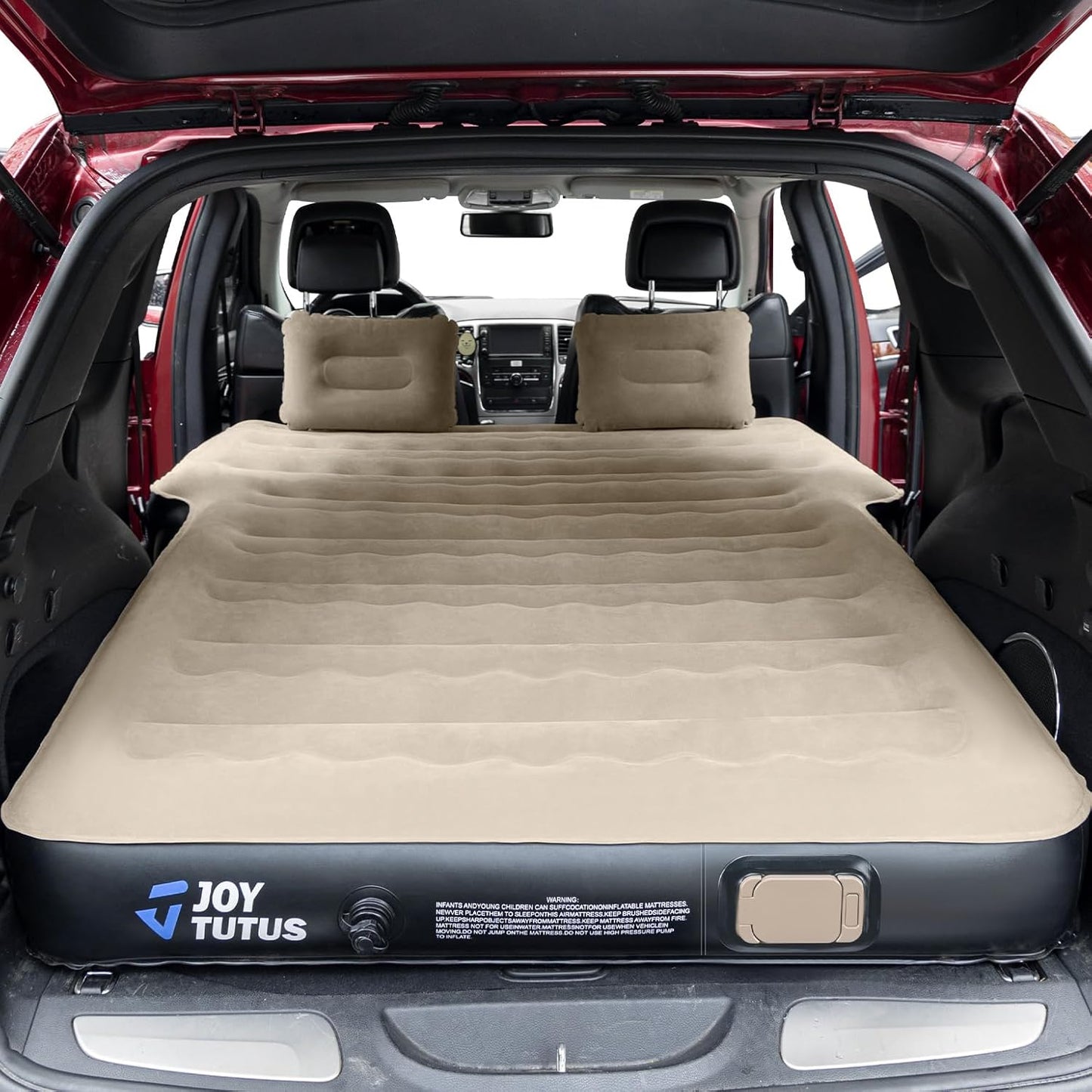 JOYTUTUS SUV Air Mattress Camping Bed,3.0 Thickened Flocking Car Camping Inflatable Mattress,Anti-Leakage,with 2 Pillows & Electric Pump Universal Car Bed for SUV Trunk and Rear Seat