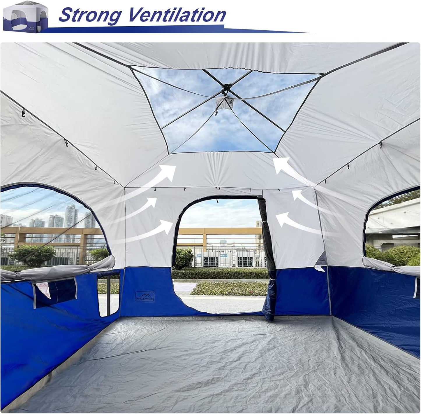 KAMPKEEPER Camping Inner Tent, Converts 10'x10' Straight Leg Pop Up Canopy into Camping Tent, with 1 Dog Hole–Fully Vented Roof(Canopy & Frame NOT Included), Navy Blue