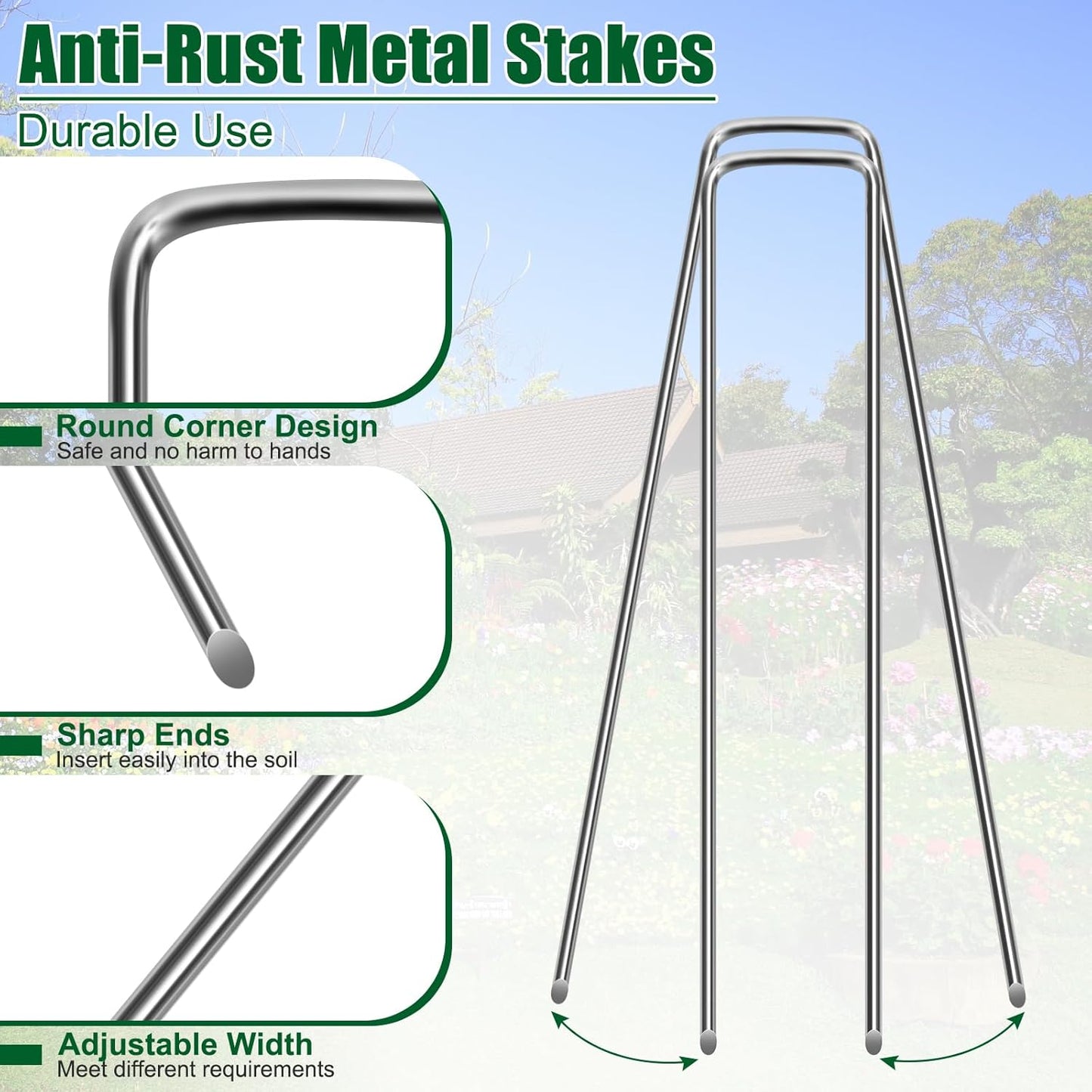 12 Inch 11 Gauge Galvanized Landscape Staples Stakes for Decoration, 25/100/200pcs Garden Metal Stakes for Weed Barrier Fabric, Fence Stakes, Tent Stakes (12in,100pcs)