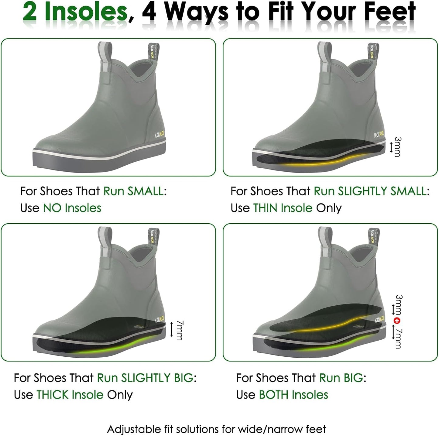 Kalkal Men's Deck Boots, Waterproof Fishing Rain Boots with High Traction, Men's Rubber Boots For Gardening Fishing Boating Camping Sailing