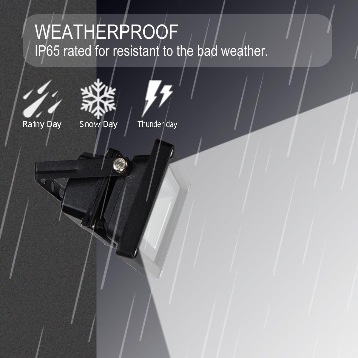 12V AC/DC LED Flood Light, 10W Mini IP65 Waterproof Outdoor Security Light, 900LM, 6000K Daylight White, 80W Halogen Bulb Equivalent