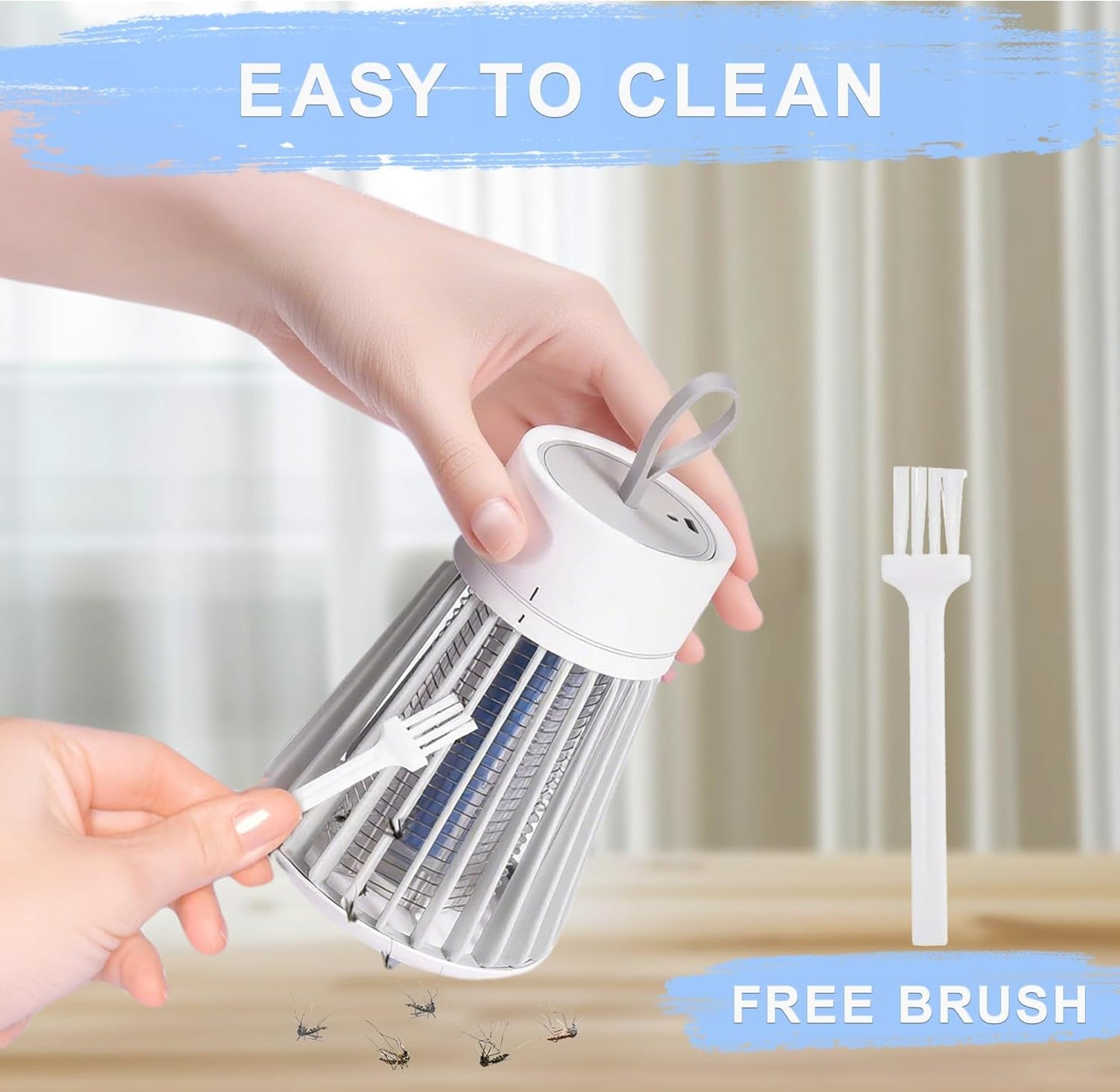 Bug Zapper Indoor Outdoor – Rechargeable Mosquito Zapper and Fly Zapper with UV Light, Portable Insect Killer Trap with Safety Grid, USB Powered for Camping, Home, Garden, Picnic