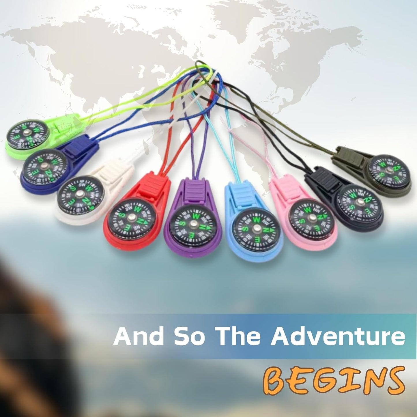 100 Pack Colorful Mini Compasses for Camping Hiking Outdoor and Scout Adventures Bulk Compass Cord Pocket Sized Party Favors