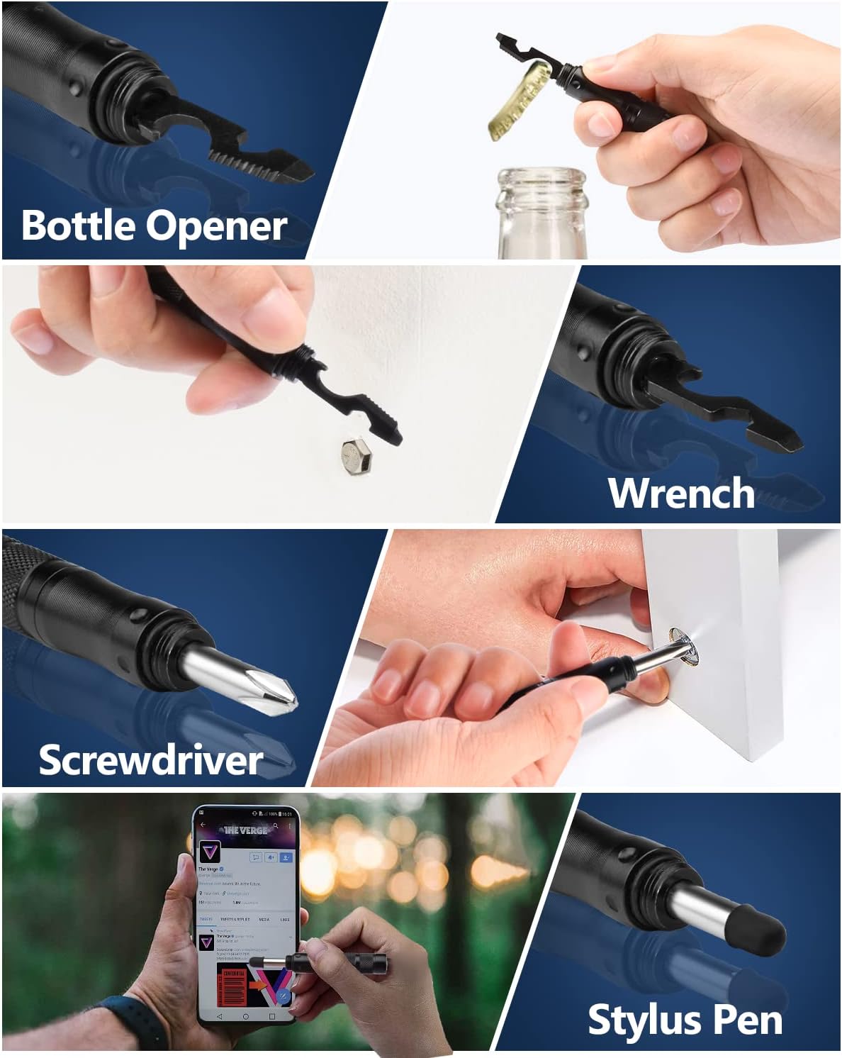 12 in 1 Tactical Pen, Self Defense Pen Multitool Gifts for Men, Stocking Stuffers for Adult, Cool EDC Gear- Christmas Birthday White Elephant Gifts for Dad, Husband, Boyfriend From Daughter Son Wife