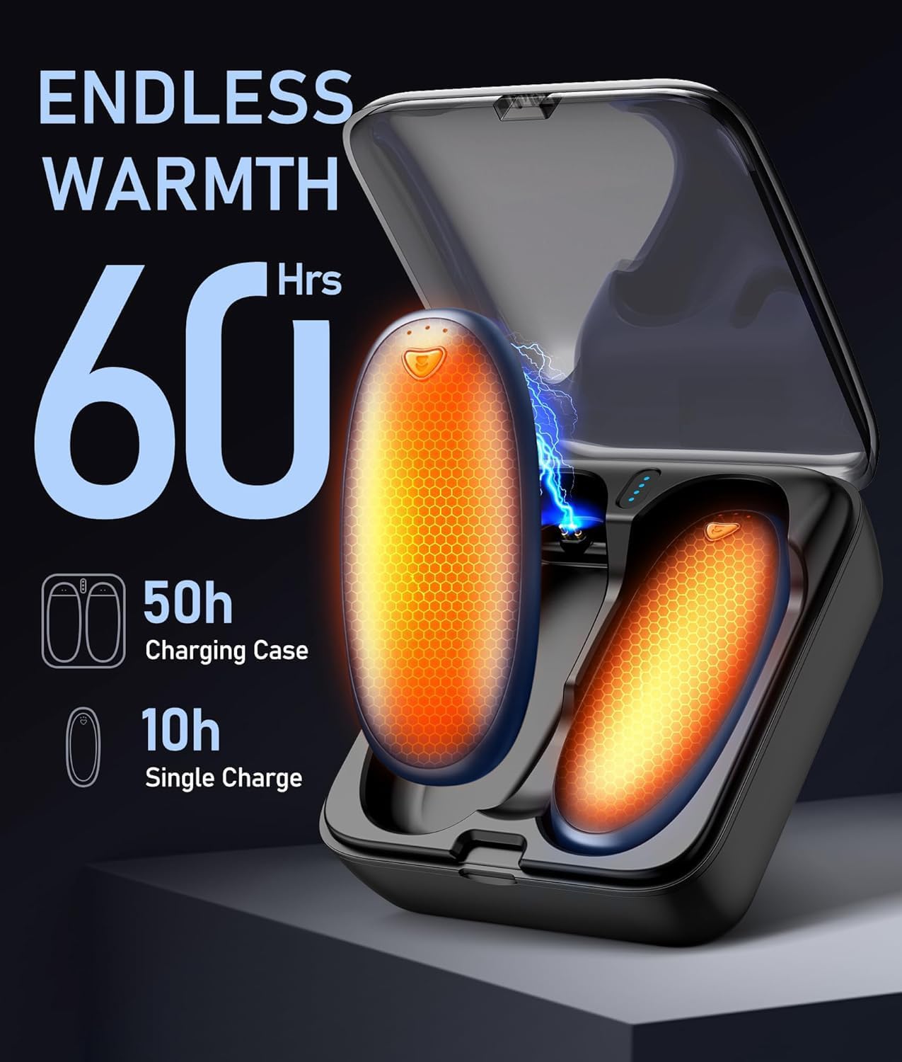 14000 mAh Hand Warmers Rechargeable 2 Pack, AI Hand Warmer with Charging Case Last 60H, 1S Fast Heat, Portable Electric Pocket Heater, Golf Hunting Camping Hiking