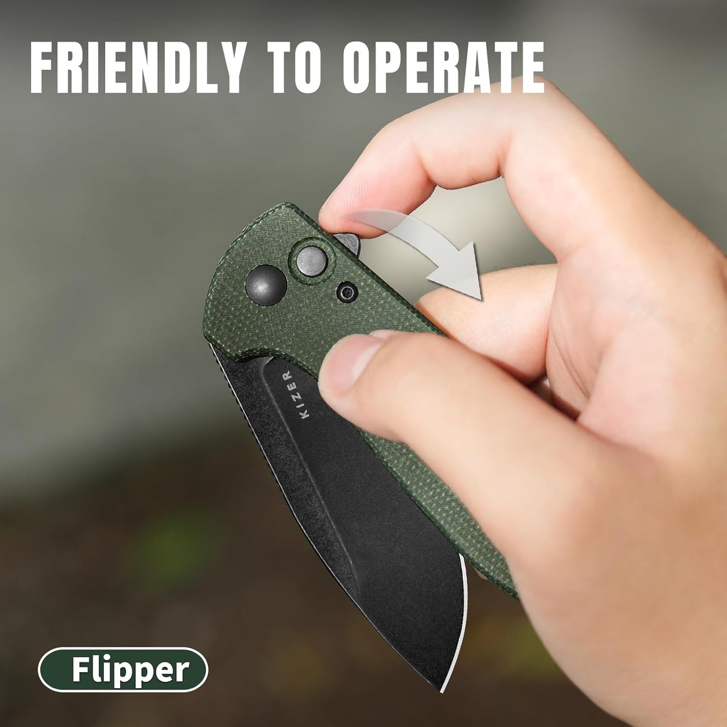 Kizer Amicus Pocket Knife, 2.95” Satin Nitro V Blade Small EDC Knife, Micarta Handle Pocket Folding Knife with Reversible Deep Carry Clip, Camping Hunting Pocket Knives for Men Women Gift L3002A5