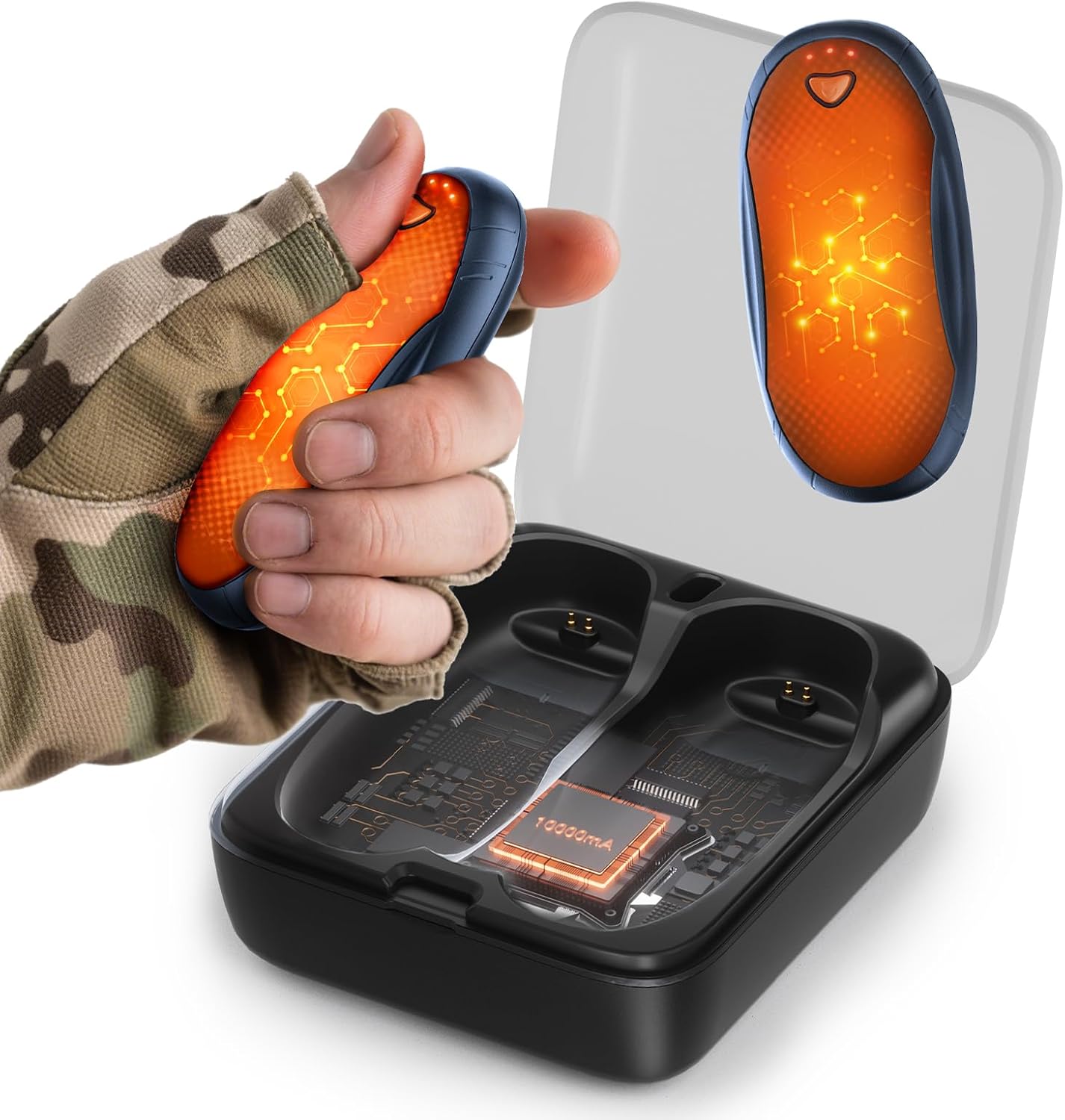 14000 mAh Hand Warmers Rechargeable 2 Pack, AI Hand Warmer with Charging Case Last 60H, 1S Fast Heat, Portable Electric Pocket Heater, Golf Hunting Camping Hiking