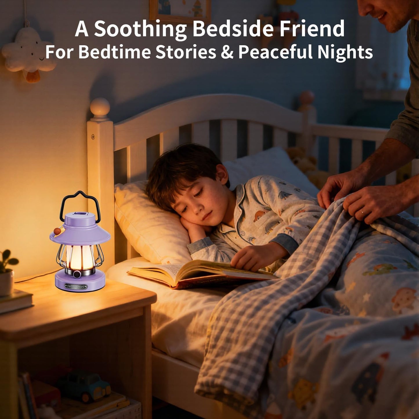 Kids Lantern with 3 Color Dimmable & USB-C Charging, Kids Nightlights for Bedroom, Indoor Outdoor Adventures & Emergency Use Toddler Flashlight Sky Lanterns Camping Essentials for Girl (Purple)