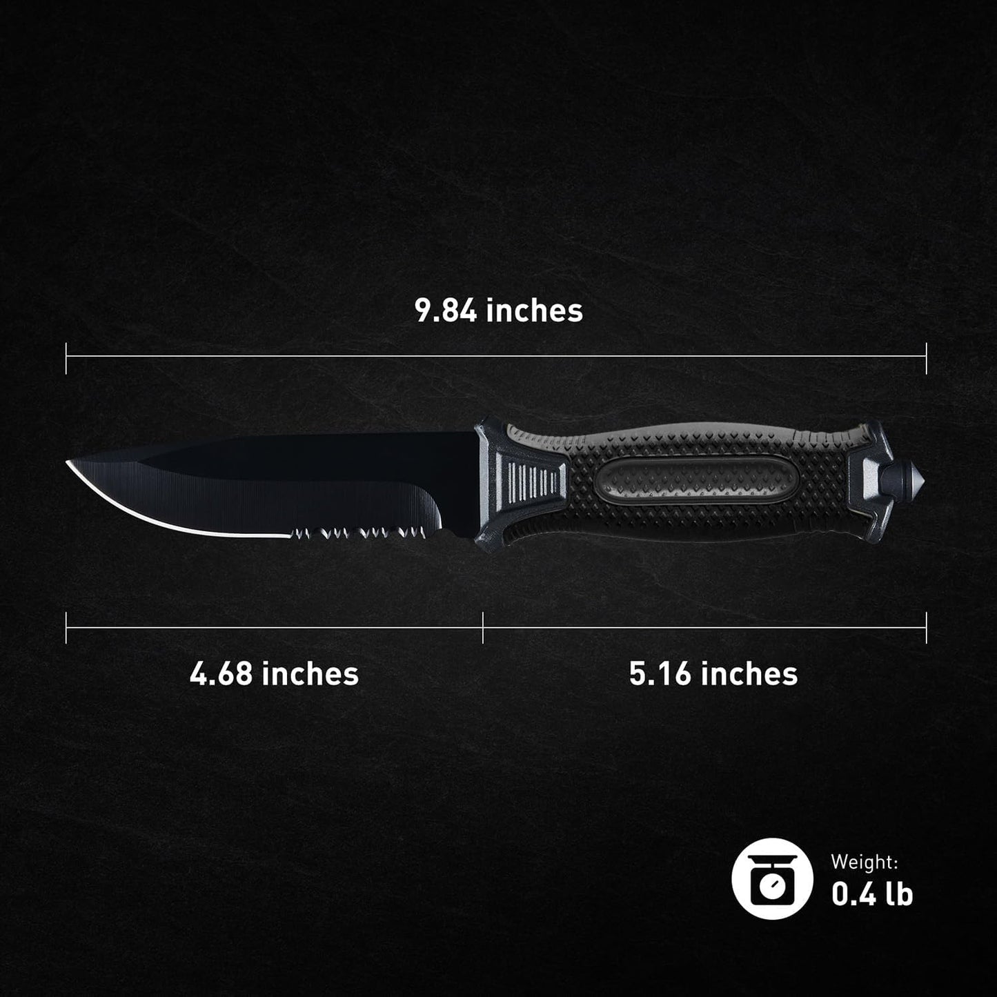 10" Fixed Blade Tactical Knives with Sheath and Clip, Stainless Steel Survival Hunting Bushcraft Full Tang Non-Slip Handle Knife for Camping, Hunting, Adventure, Outdoors, EDC, Black