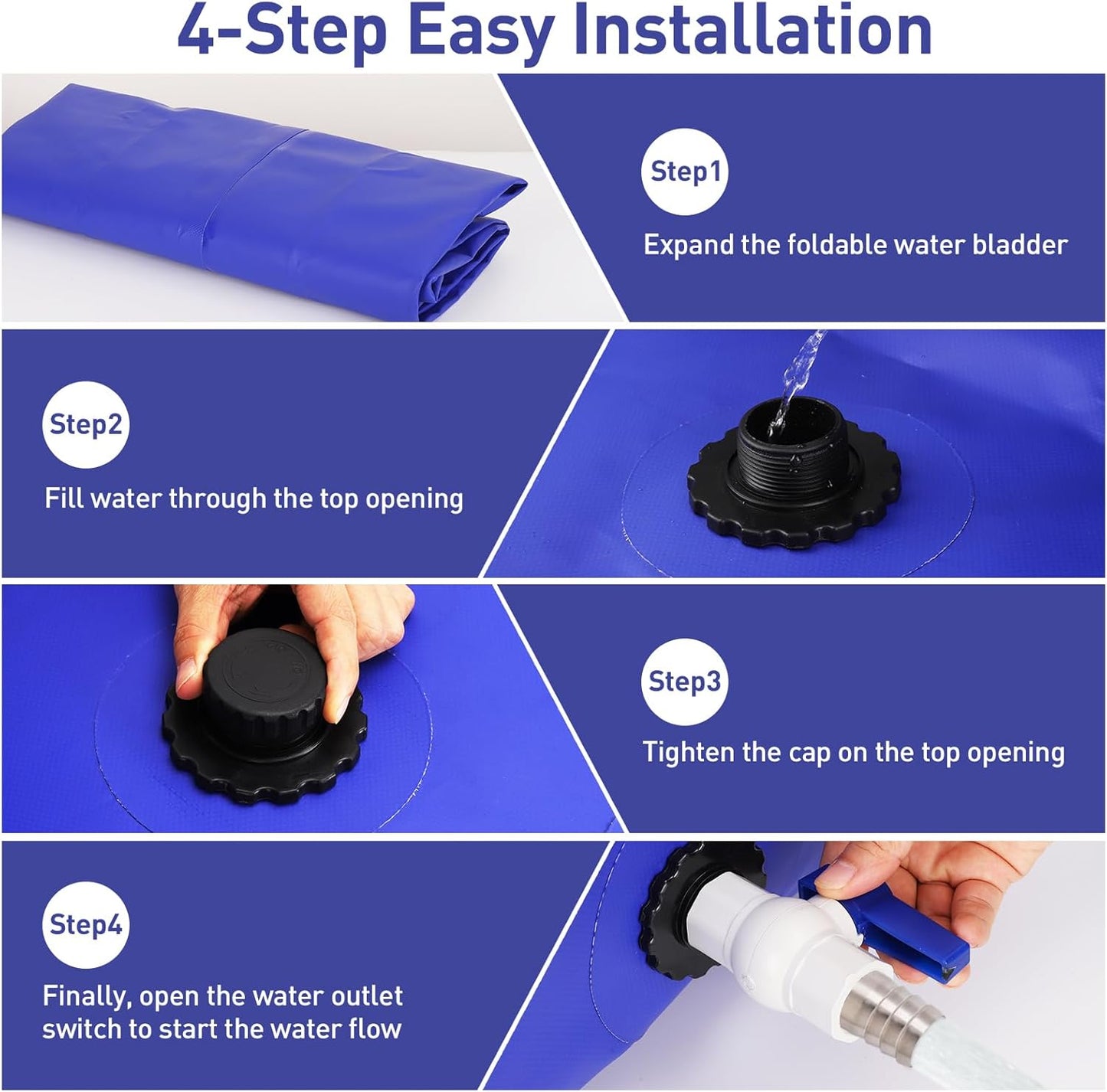 1000L/264gal Foldable Water Bladder Storage Container - Large Capacity Soft Water Bag for Drought Resistance, Fire Prevention, and Emergency Water