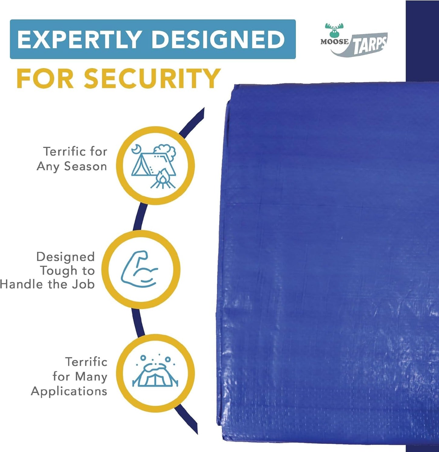 10' x 30' Waterproof Tarp, Medium Duty Reversible Blue/Silver, Multipurpose Indoor and Outdoor Tarps for Tents, Wood Cover, Furniture, Car, Boat, Pool, Tear Resistant, Blue