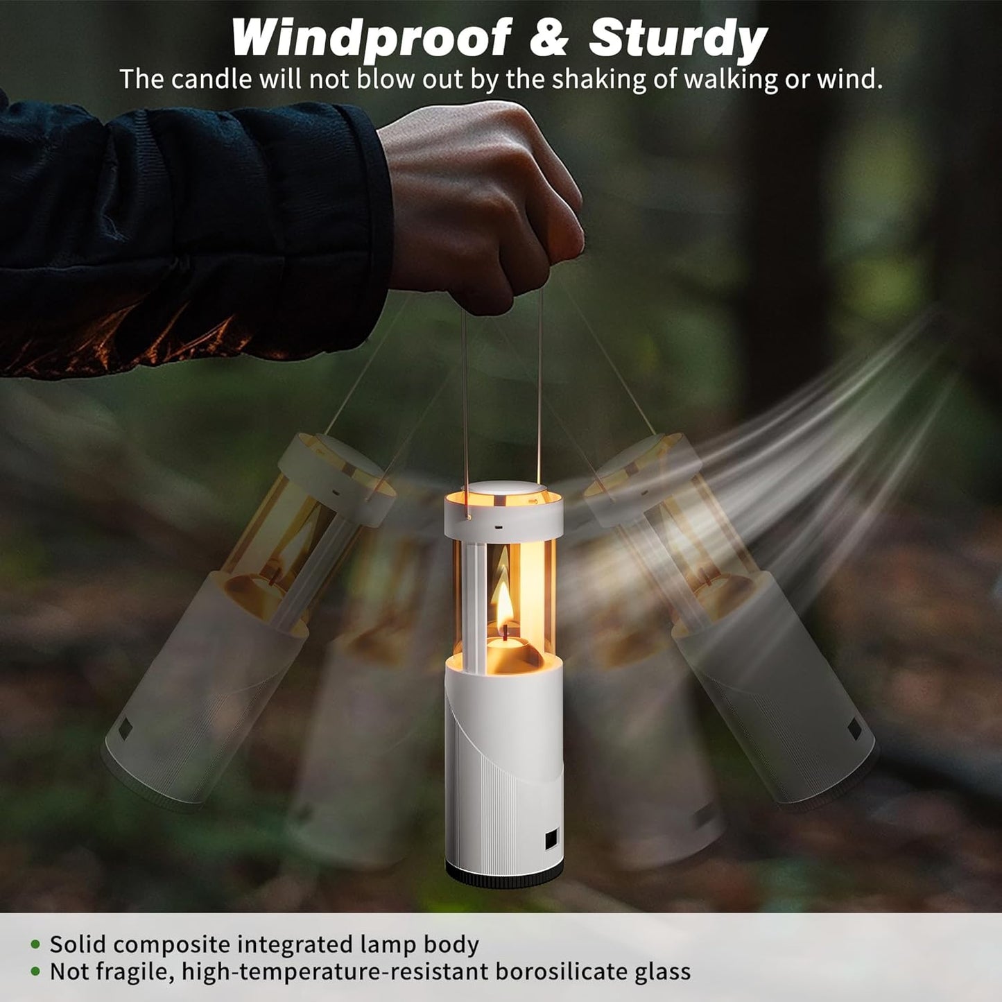15Hour+ Long Burning Mini Candle Lantern for Real Candles, Outdoor Camping Emergency Lighting, Portable Survival Lantern for Power Outages w/ Storage Bag - White, 1Pack