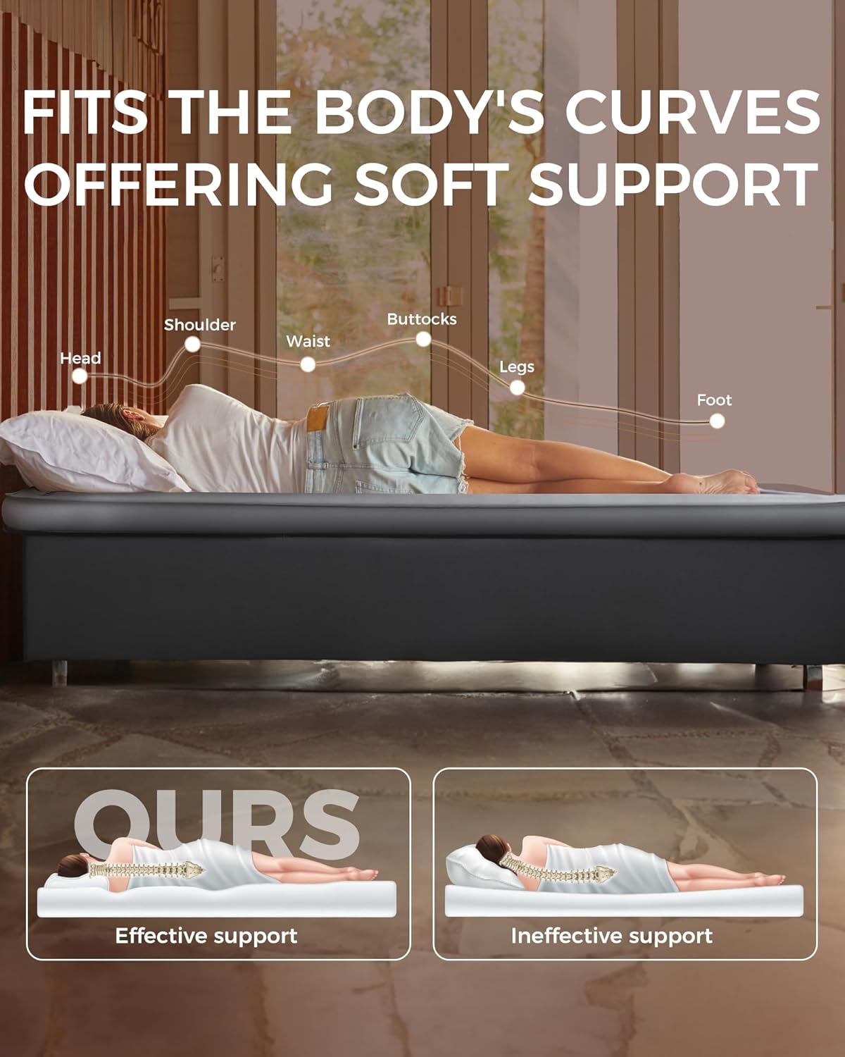 KingCamp Self Inflating Sleeping Pad, R 7.9 Air & Foam Camping Mattress 2 Person, 3" Thick Full Size Double Sleeping Pad with Air Pump for Camp Tent Outdoor Car, PVC Free (Grey)