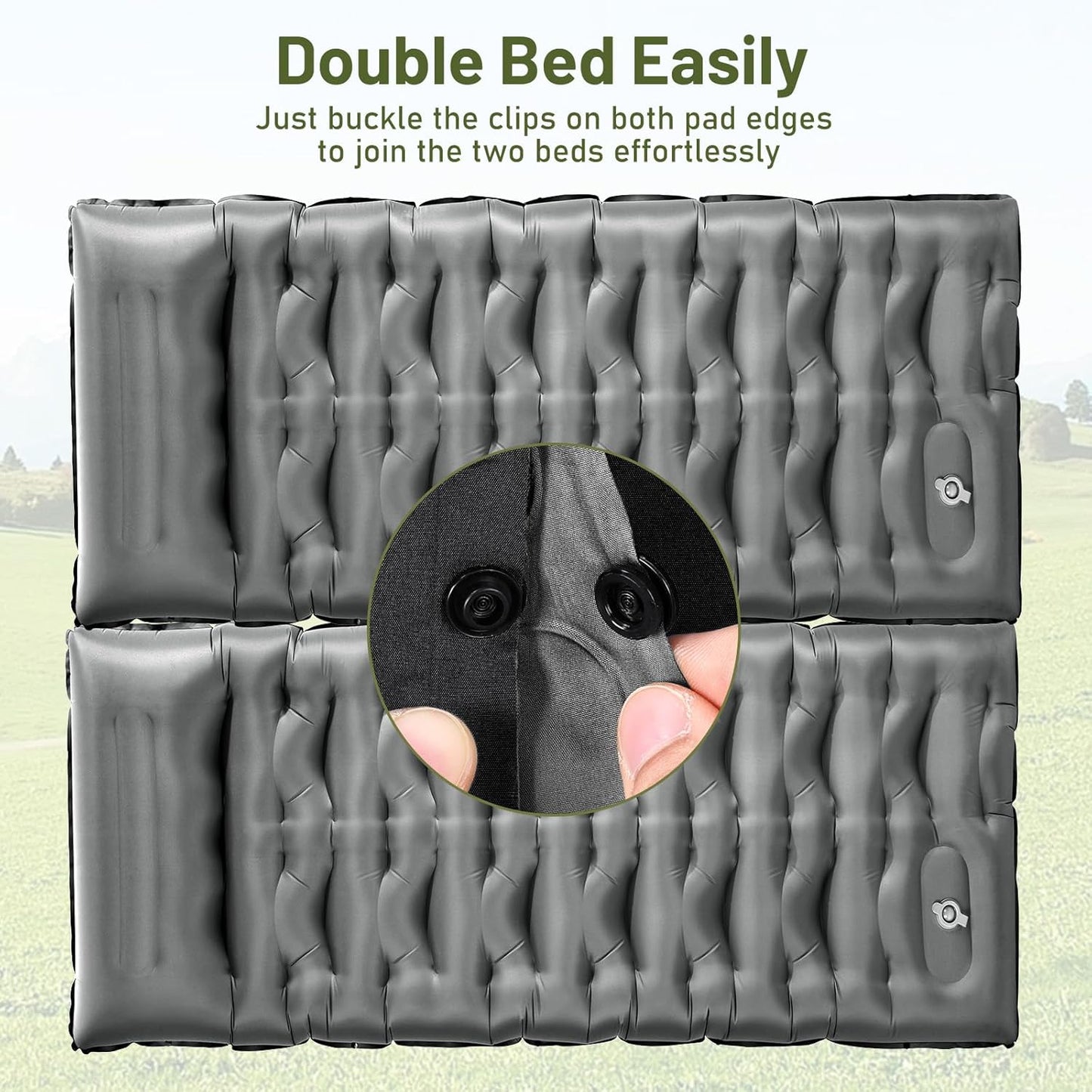 KASBAH Camping Sleeping Pad,Extra Wide 6 inch Thick Inflatable Sleeping Pads with Built-in Foot Pump and Pillow,Ultralight Camping Mat Gear for Outdoor Hiking,Camping, Traveling and Tent