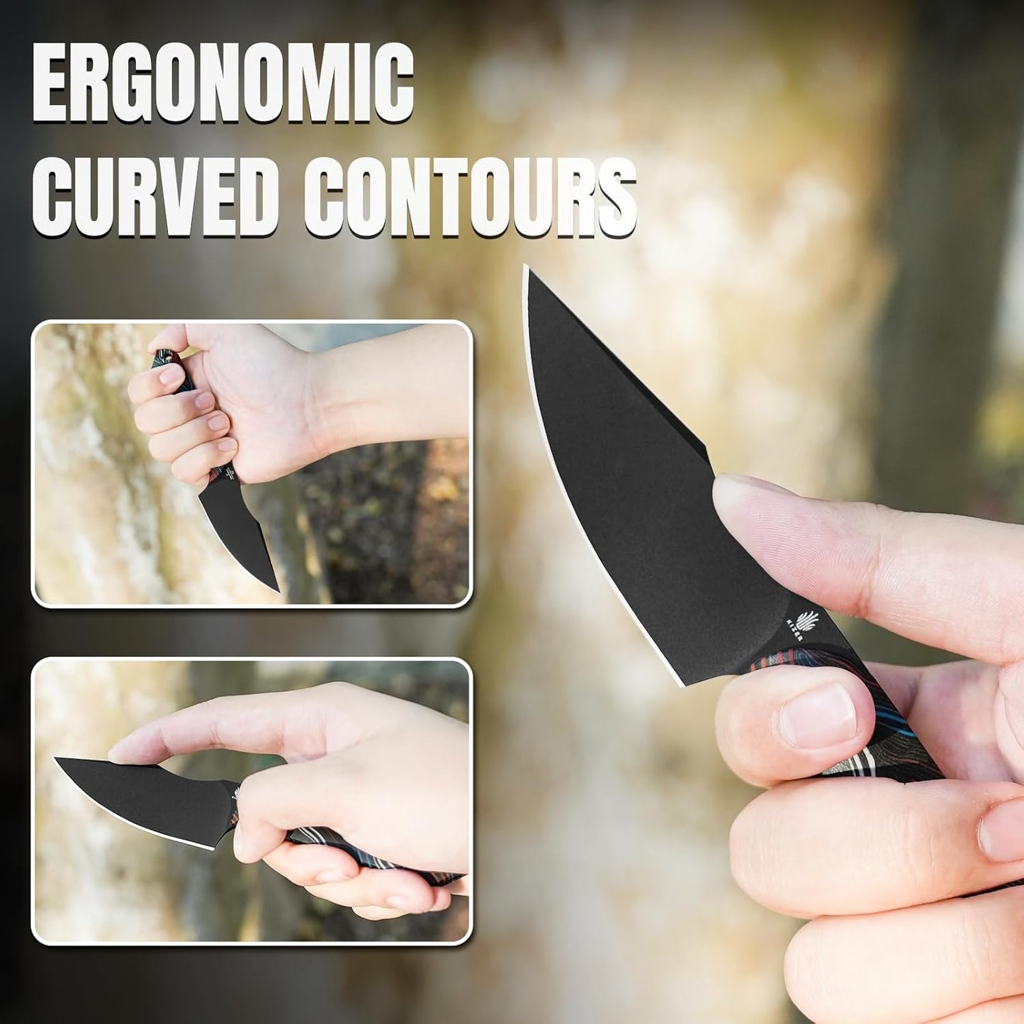 Kizer Mini Harpoon Fixed Blade Knife with Sheath, 3V Blade Hunting Knife with G10 Handle, Camping Fixed Blade Small EDC Knives for Hiking, Survival 1040S6