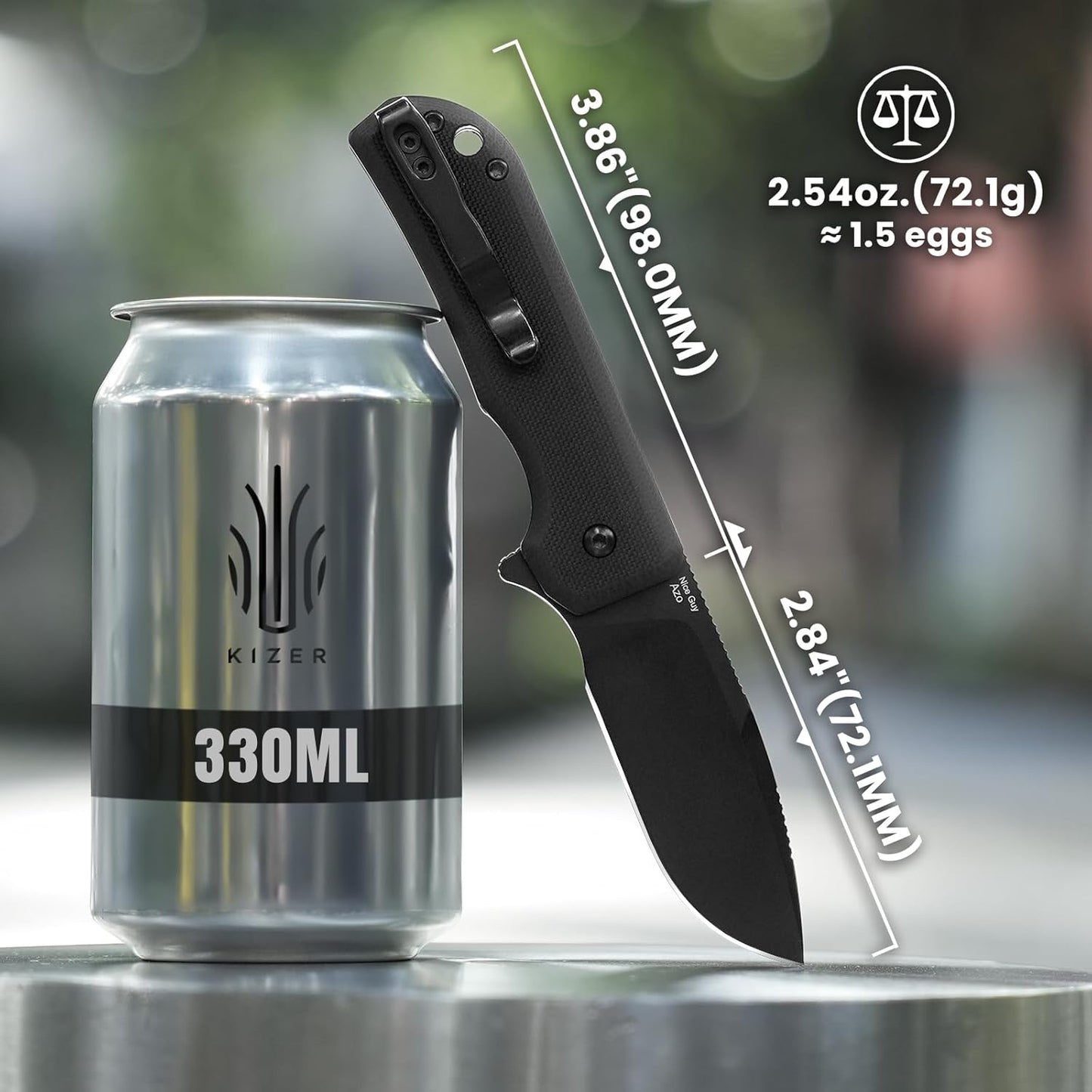 Kizer Nice Guy Pocket Folding Knife, 2.84” D2 Steel Blade knives, G10 Handle Small EDC Knife, Liner Lock Flipper Knives for Men Women, Sharp Camping Hiking Hunting Survival Knives V3011M1