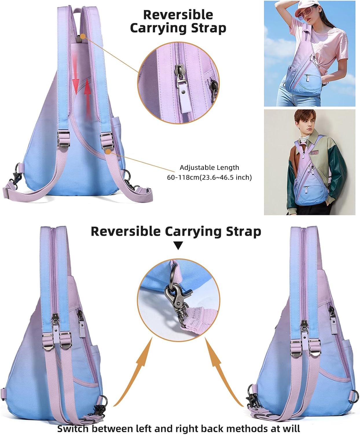 KL928 Canvas Sling Bag - Small Crossbody Backpack Shoulder Casual Daypack Rucksack for Men Women(Large Version)