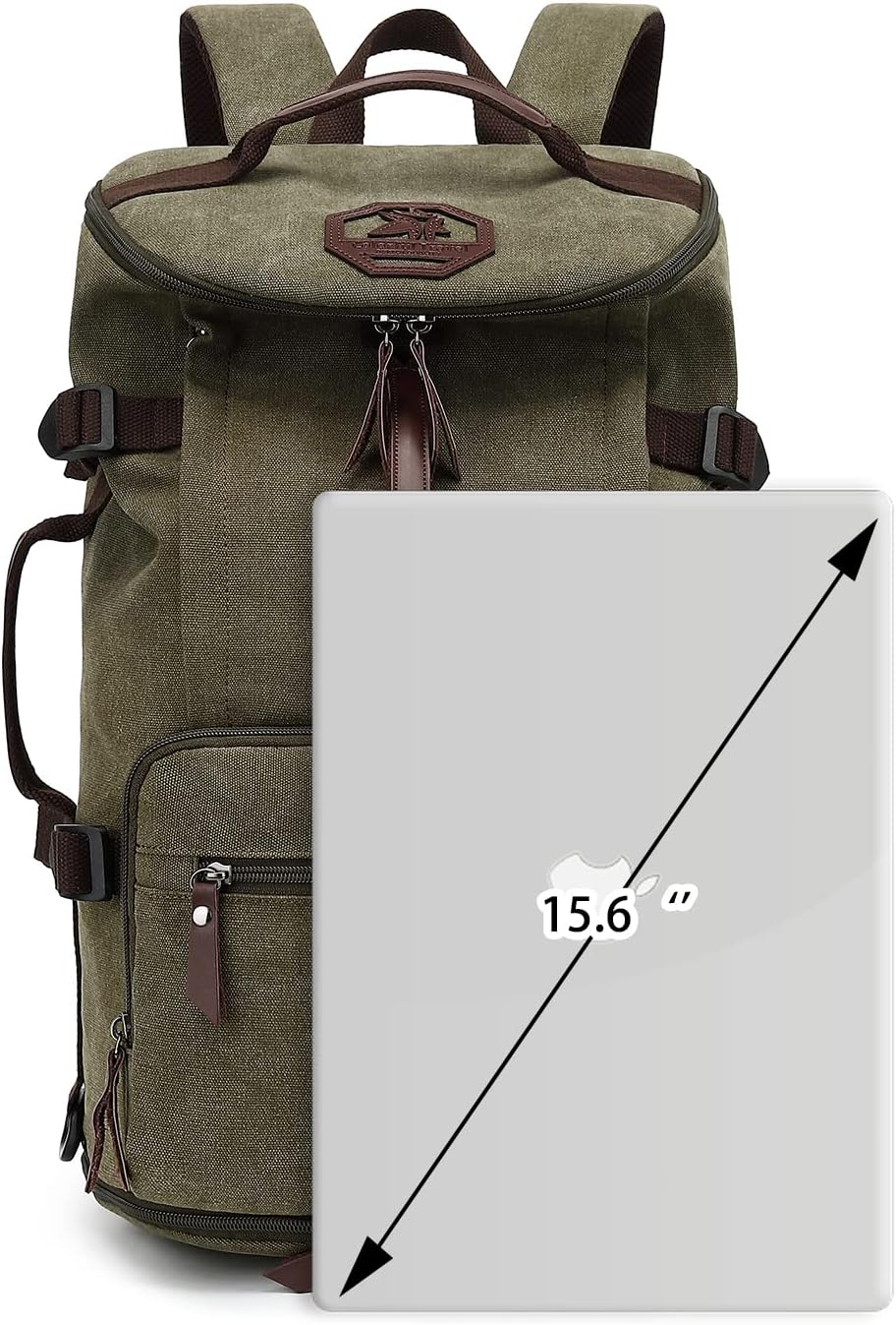 Kalesi Gym Duffle Bag Backpack 4-Way Vintage canvas with Shoes Compartment for travel Sport Hiking laptop (Vintage green)