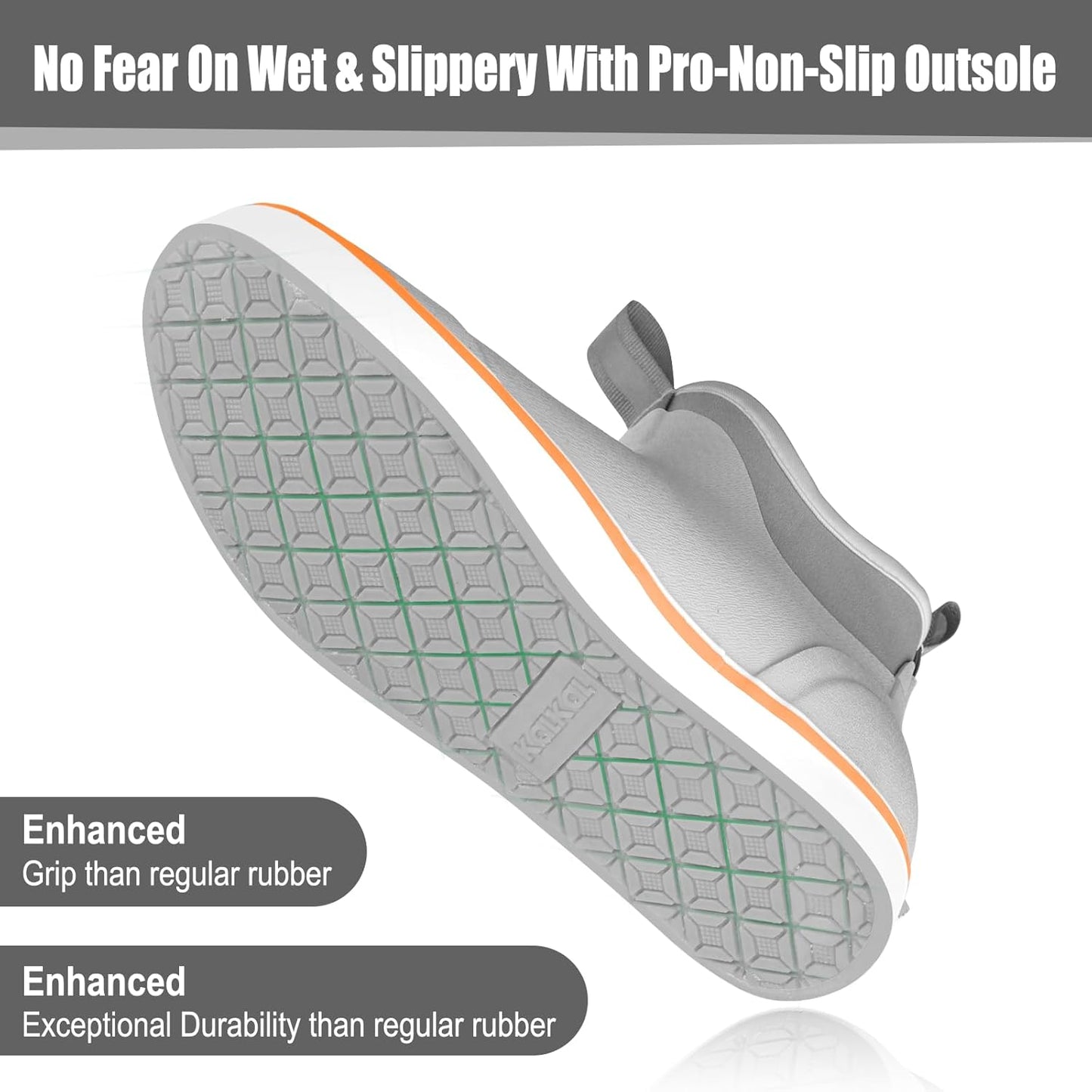 Kalkal Men's Deck Boots, Waterproof Fishing Rain Boots with High Traction, Men's Rubber Boots For Gardening Fishing Boating Camping Sailing