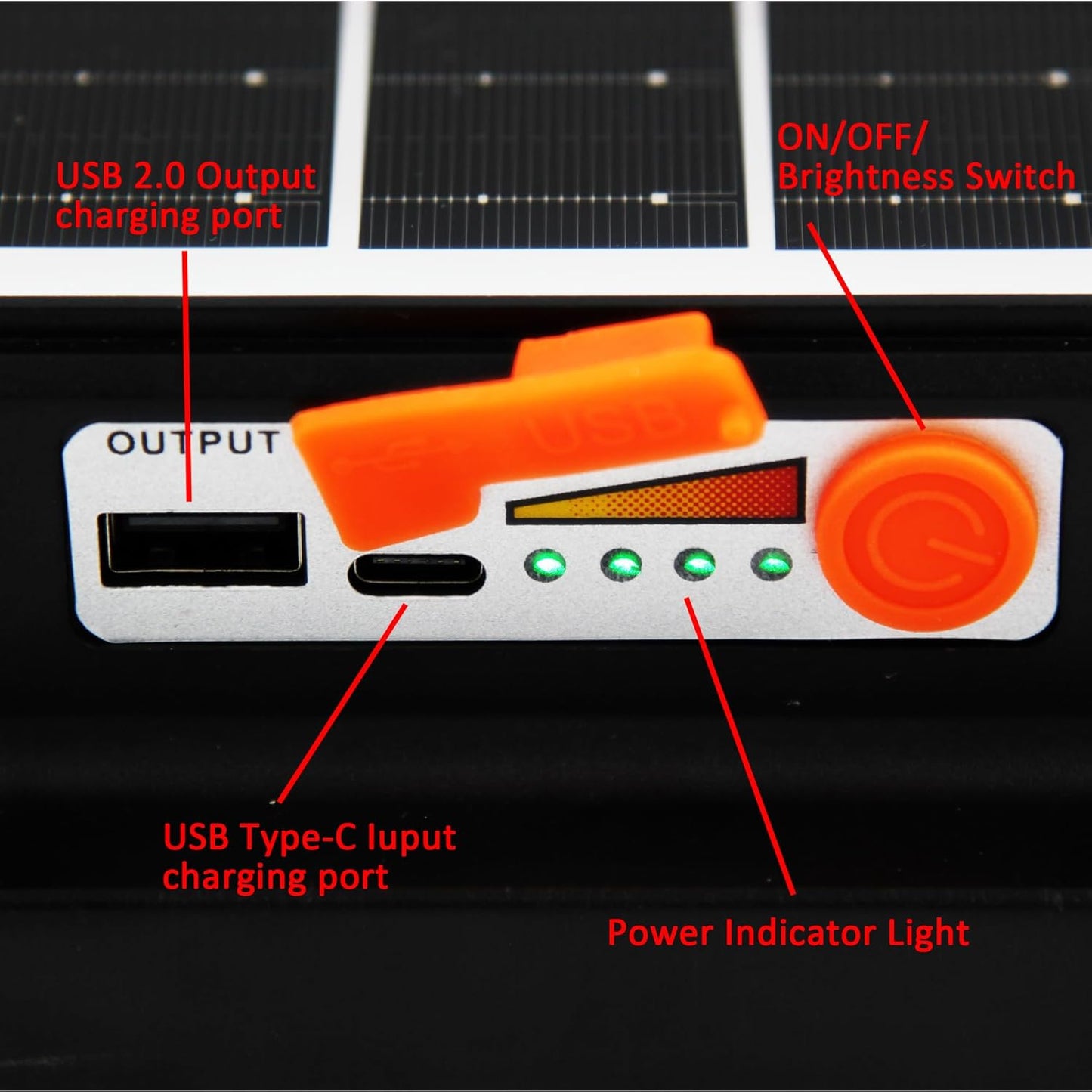 100W Portable Rechargable Solar Panel LED Work Light with 3 Brightness Level, 10000LM 8400mAh IP66 Waterproof Outdoor Flood Light