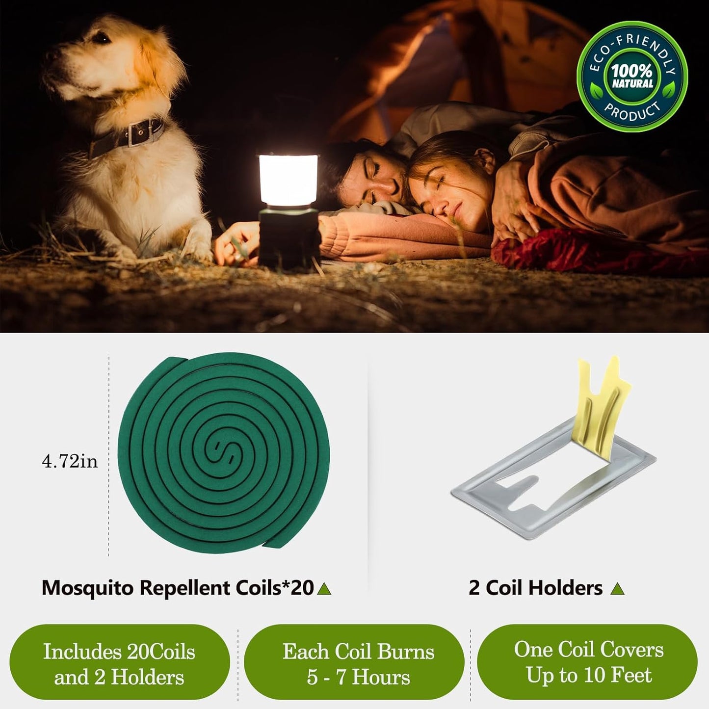 Mosquito Repellent Coils -Mosquito Repellent Outdoor Patio Fresh Scent,Use Reaches Up to 10 feet, Each Mosquito Coils Burns for 5-7 Hours (Contains 40 coils & 4 Stands)