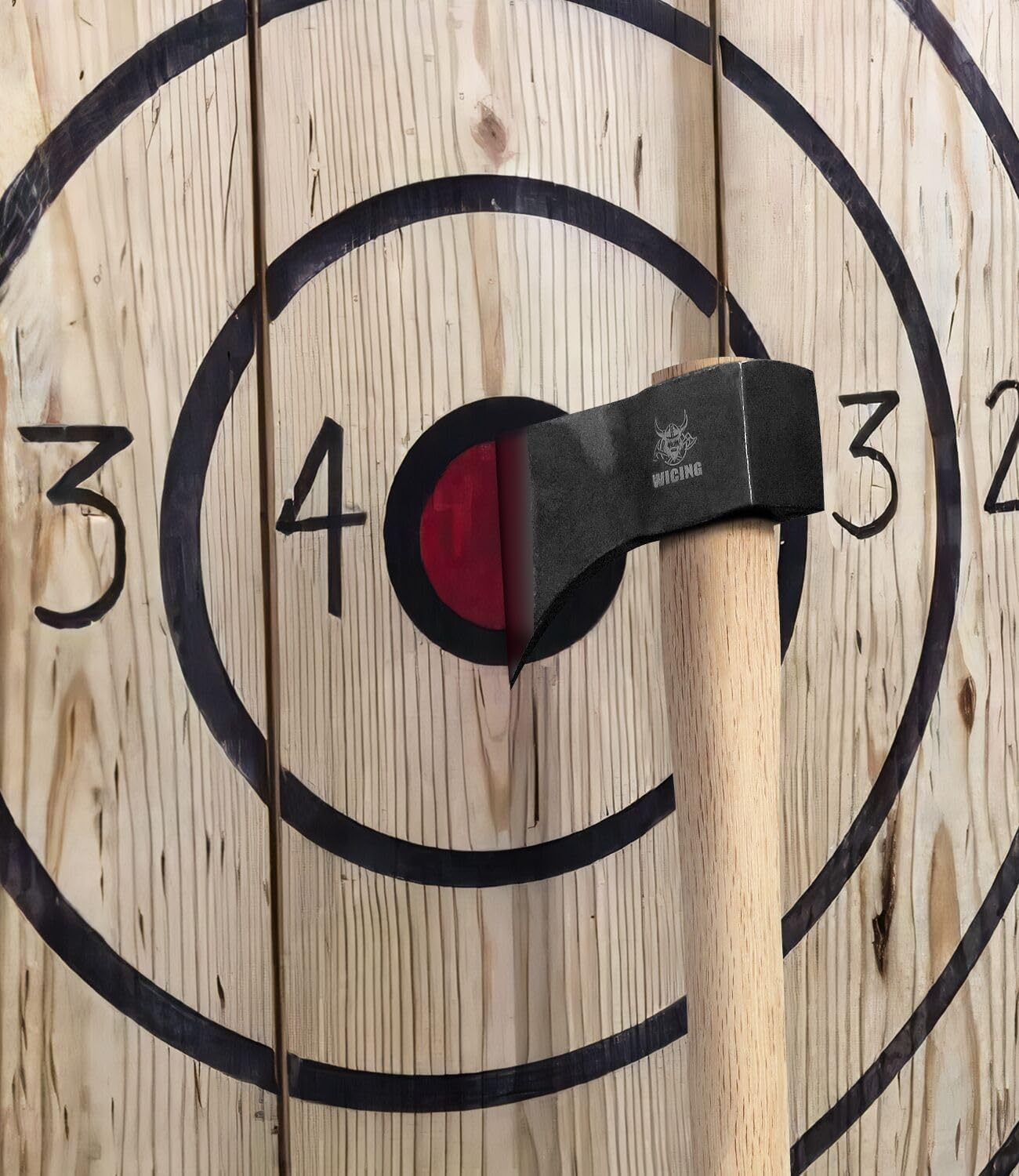 15.7" Throwing Axe, 1065 Manganese Steel Throwing Hatchet Beech Wood Handle for Axe Throwing Competitions