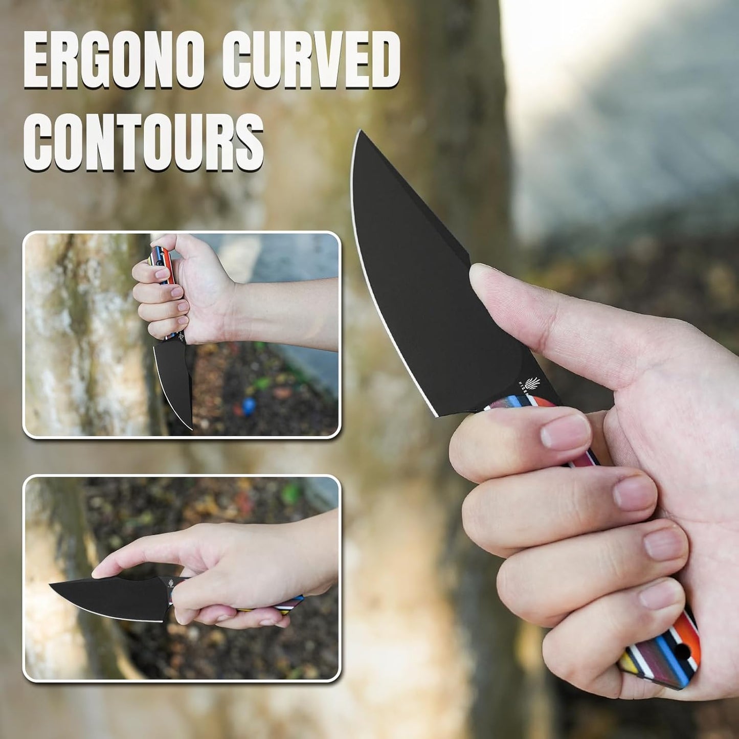 Kizer Harpoon Fixed Blade Knife with Sheath, 3.84” D2 Blade Hunting Knife with G10 Handle, Camping Fixed Blade EDC Knives for Hiking, Survival 1040M2