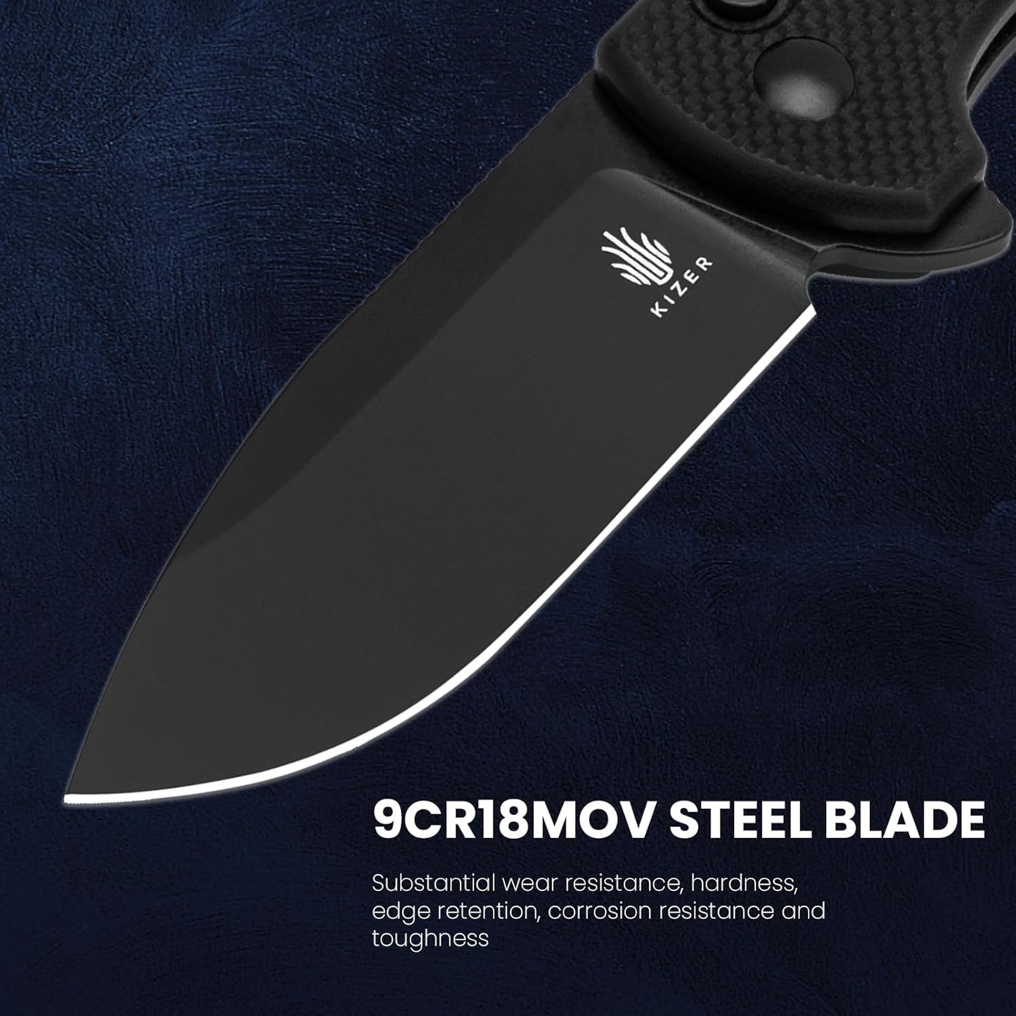 Kizer Amicus Small Pocket Knife, 2.95 Inches 9Cr18MoV Steel Blade, Black G10 Handle Folding EDC Knife L3002A1