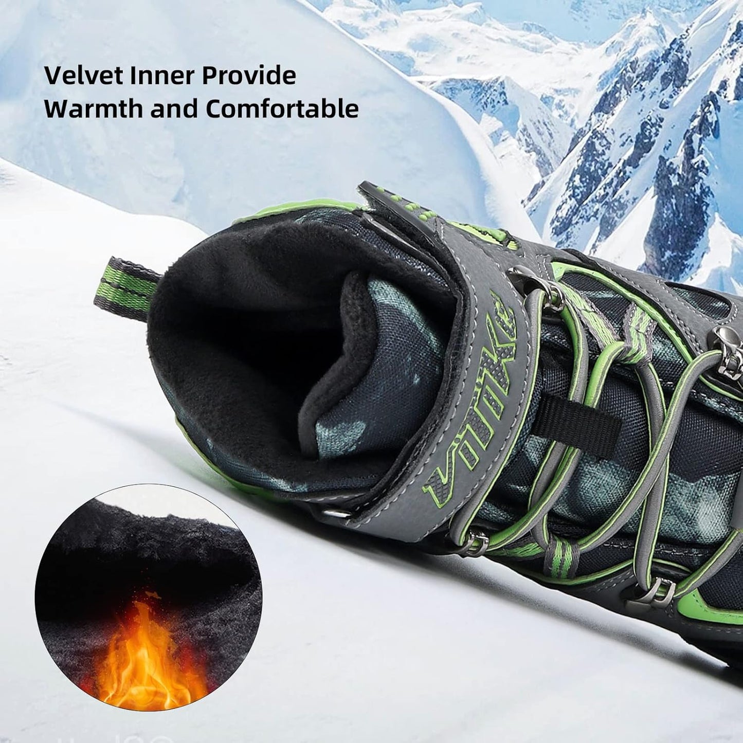 JMFCHI Kids Hiking Boots Boys Girls Outdoor Walking Climbing Sneaker Comfortable Non-slip Snow Shoes Hiker Boot Antiskid Steel Buckle Sole