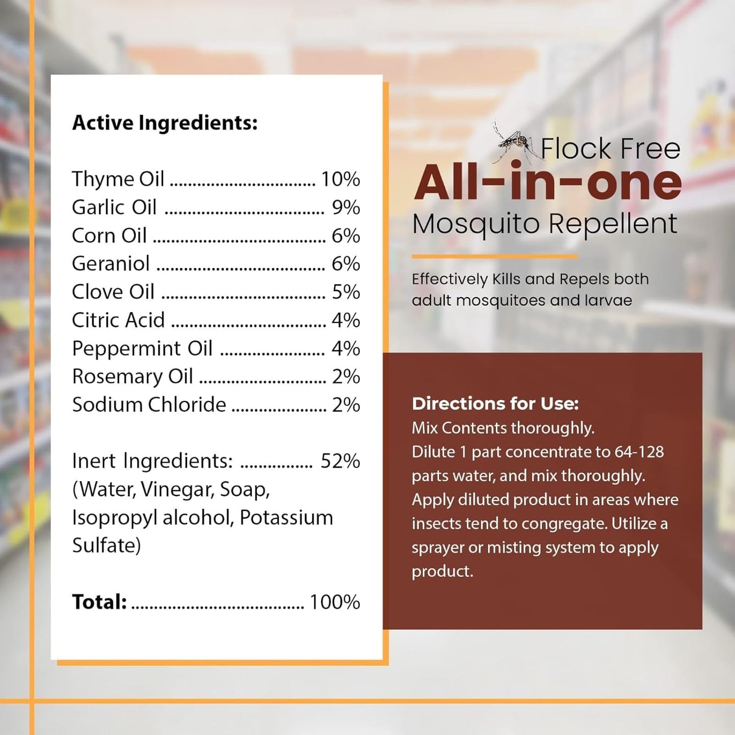 Natural Mosquito Control Spray Concentrate – Repels Mosquitoes, Ticks, Fleas, Flies, Gnats & Chiggers – Makes 128 Gallons (1 Gallon Concentrate) – Safe & Effective Outdoor Protection