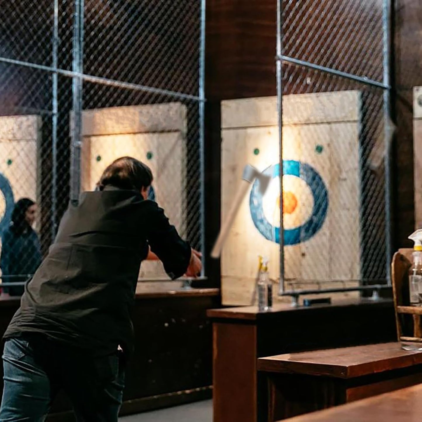 16.5" Throwing Axe, Throwing Hatchet with 1065 High Carbon Steel & Beech Wood Handle, Perfect for Axe Throwing Games, Competition and Recreation, Ideal Gift for Men (Silver Gray)