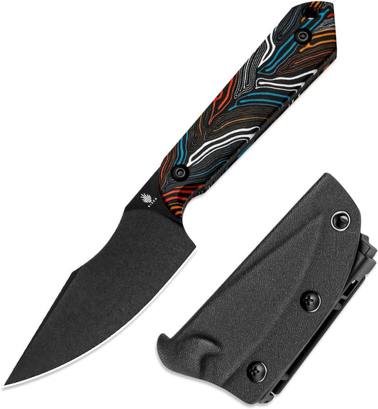 Kizer Mini Harpoon Fixed Blade Knife with Sheath, 3V Blade Hunting Knife with G10 Handle, Camping Fixed Blade Small EDC Knives for Hiking, Survival 1040S6