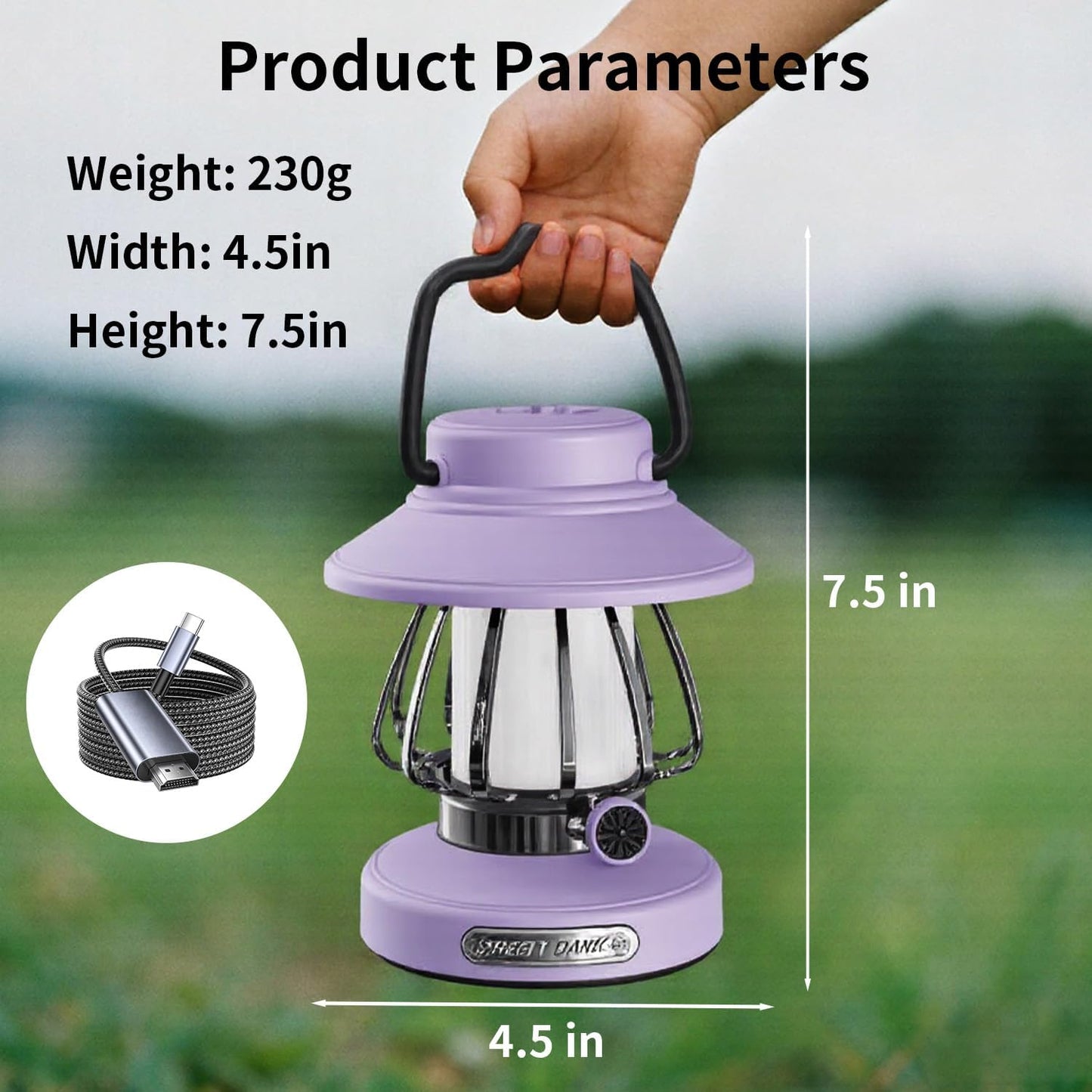 Kids Lantern with 3 Color Dimmable & USB-C Charging, Kids Nightlights for Bedroom, Indoor Outdoor Adventures & Emergency Use Toddler Flashlight Sky Lanterns Camping Essentials for Girl (Purple)
