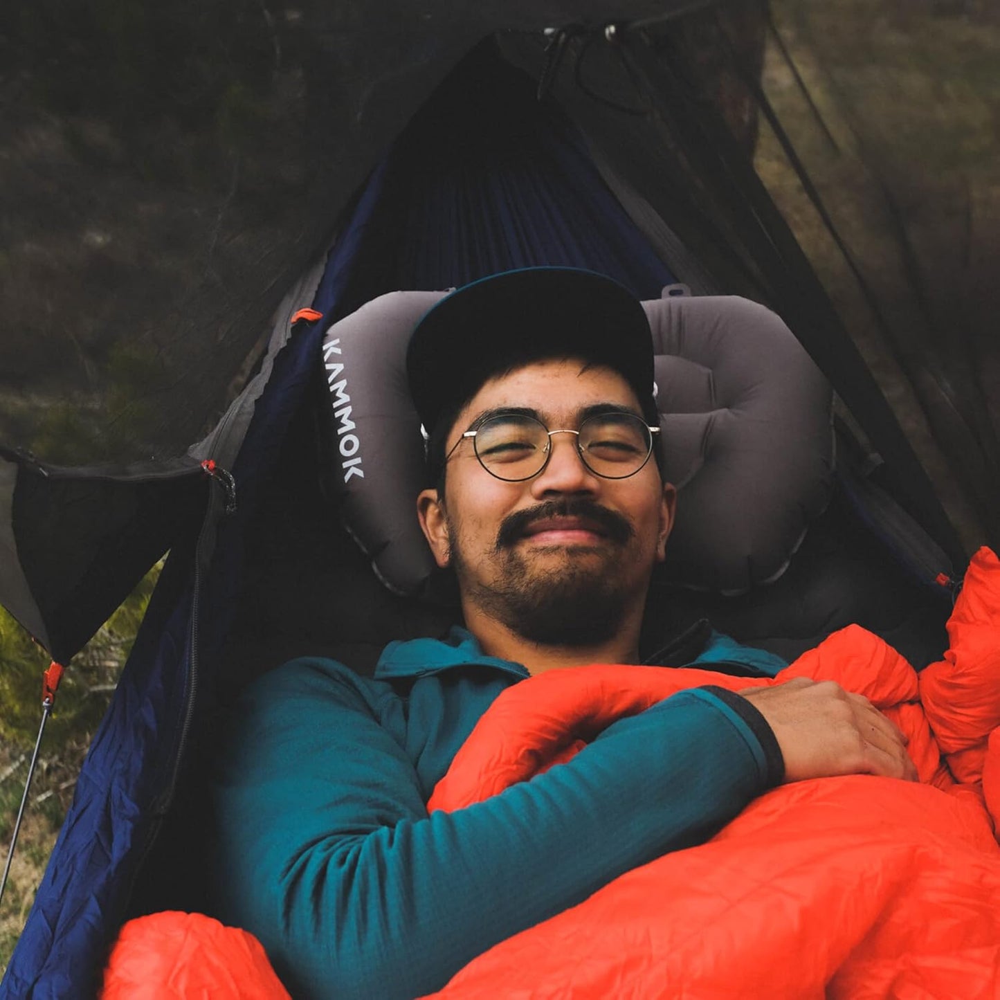 KAMMOK Mantis Hammock, All Seasons, Mosquito Net, Storage Bag, Camping, Outdoor Activities - Midnight Blue