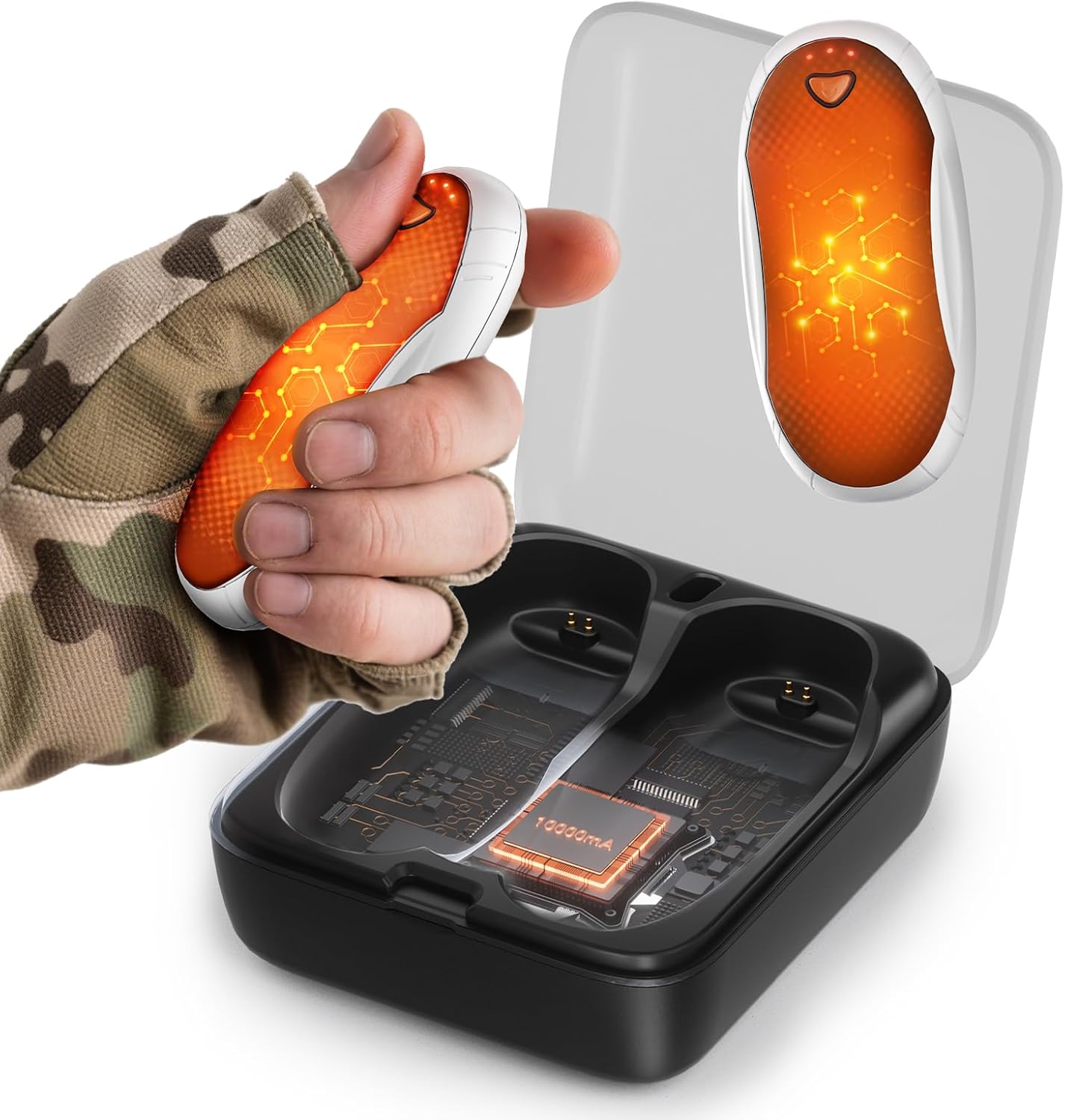 14000 mAh Hand Warmers Rechargeable 2 Pack, AI Hand Warmer with Charging Case Last 60H, 1S Fast Heat, Portable Electric Pocket Heater, Golf Hunting Camping Hiking