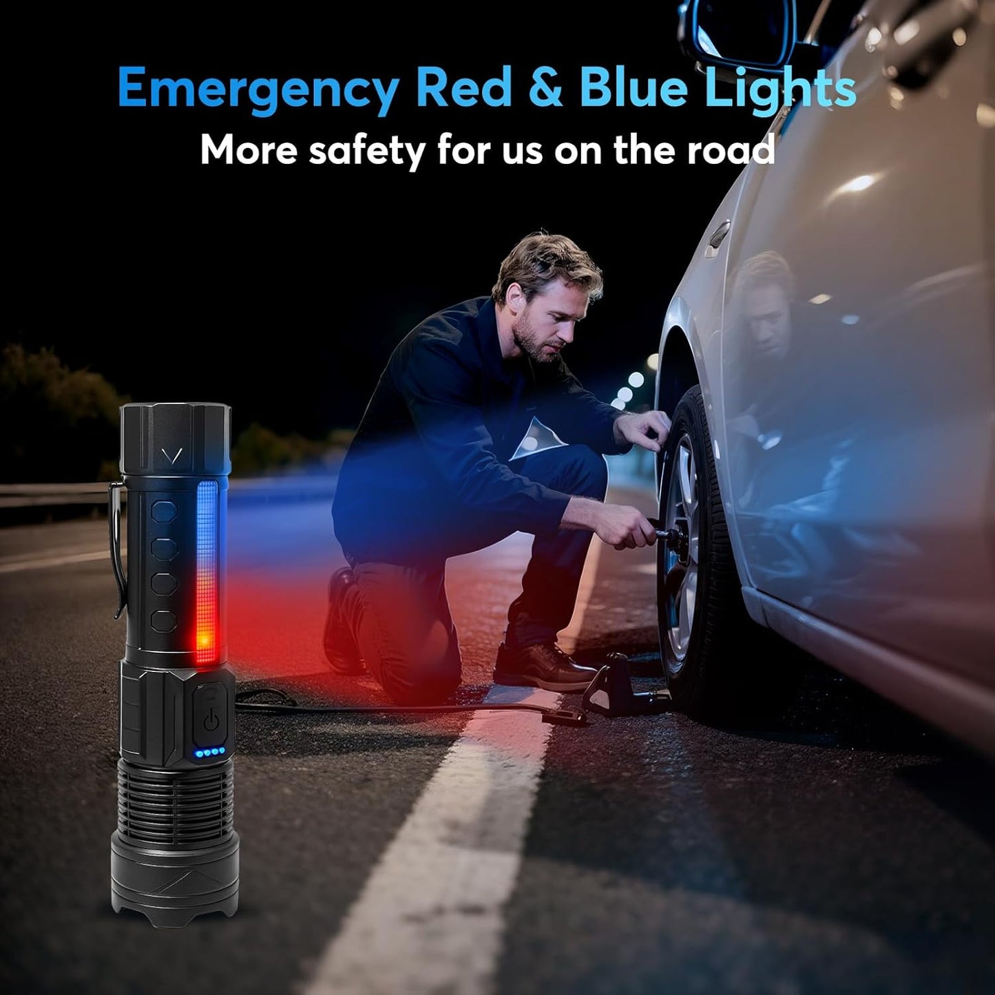 JIJ 2 Pack Rechargeable Flashlights High Lumens, 7 Modes LED Flashlight with IP67 Waterproof, Adjustable Handheld Tactical Flashlight for Camping, Home Emergency, Outdoor