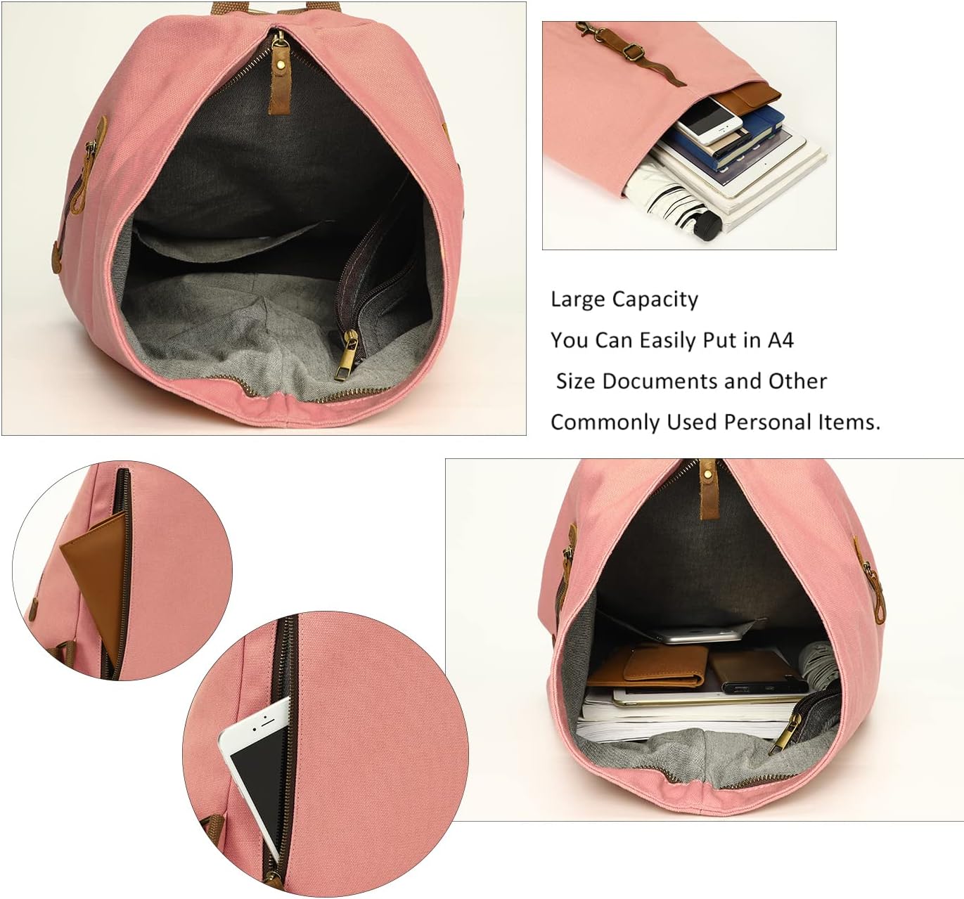 KL928 Canvas Vintage Backpack – Large Casual Daypack Outdoor Travel Rucksack Hiking Backpacks for Men Women