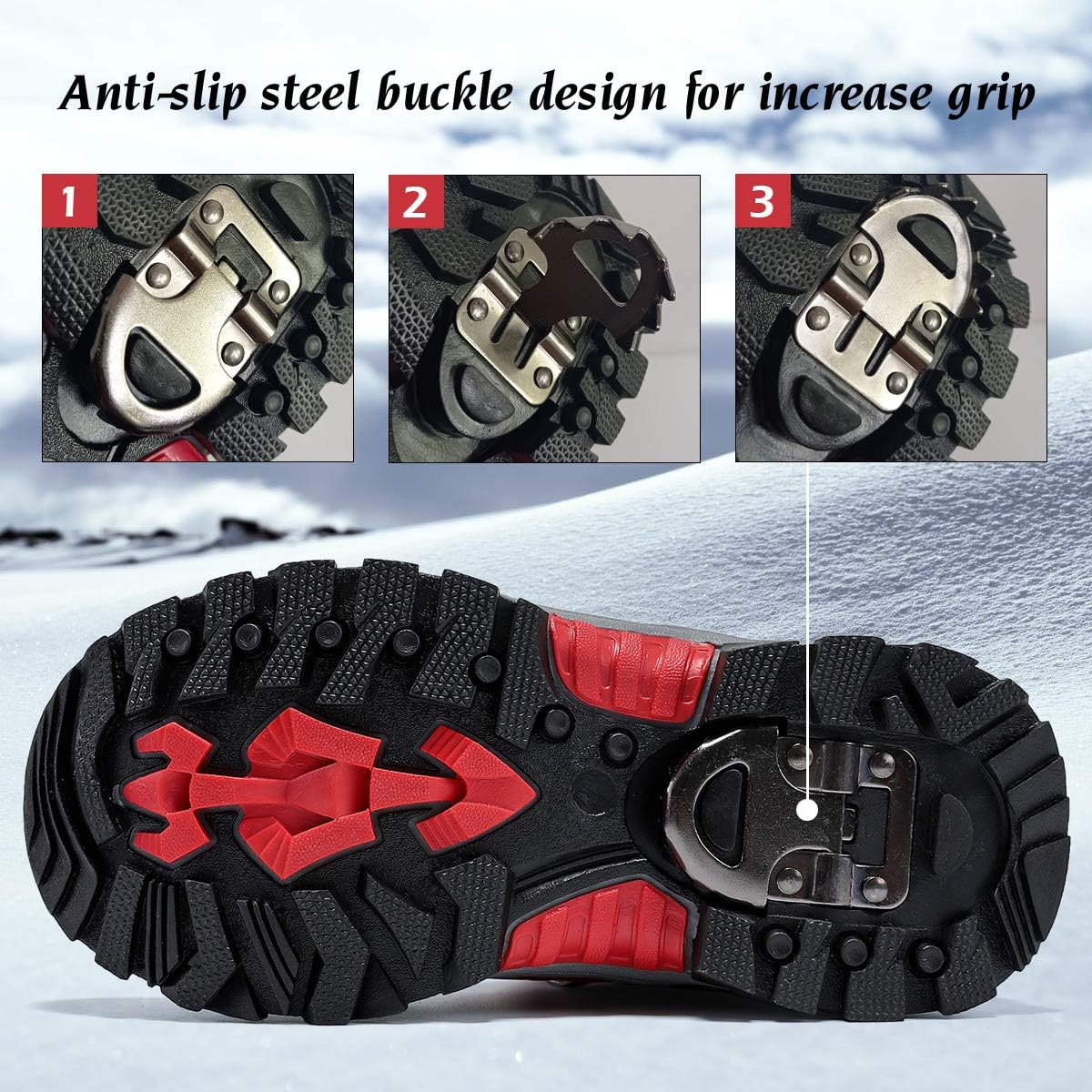JMFCHI Kids Hiking Boots Boys Girls Outdoor Walking Climbing Sneaker Comfortable Non-slip Snow Shoes Hiker Boot Antiskid Steel Buckle Sole
