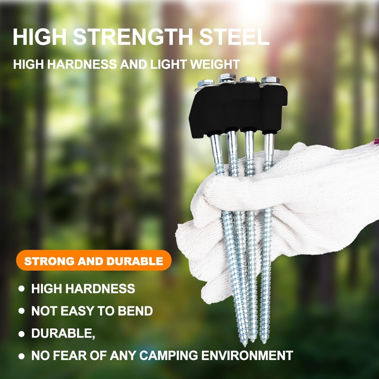 12 Pack Screw in Tent Stakes Heavy Duty,8 ’’ Ground Anchors Screw in,Metal Stakes with Hex Head Driver and Sturdy Storage Box. (12, Black)